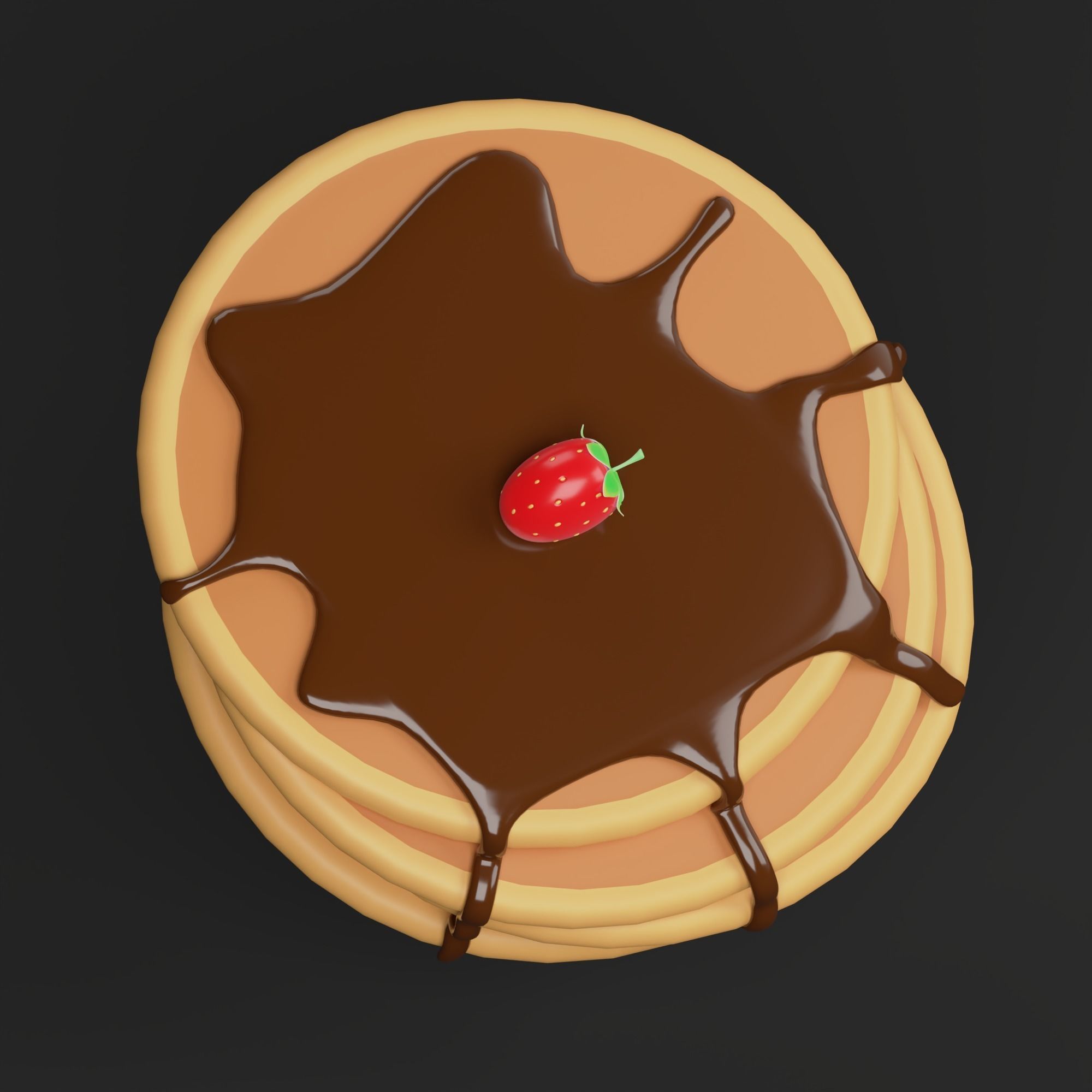 Pancake pancakes with chocolate dripping on top 3D model_3