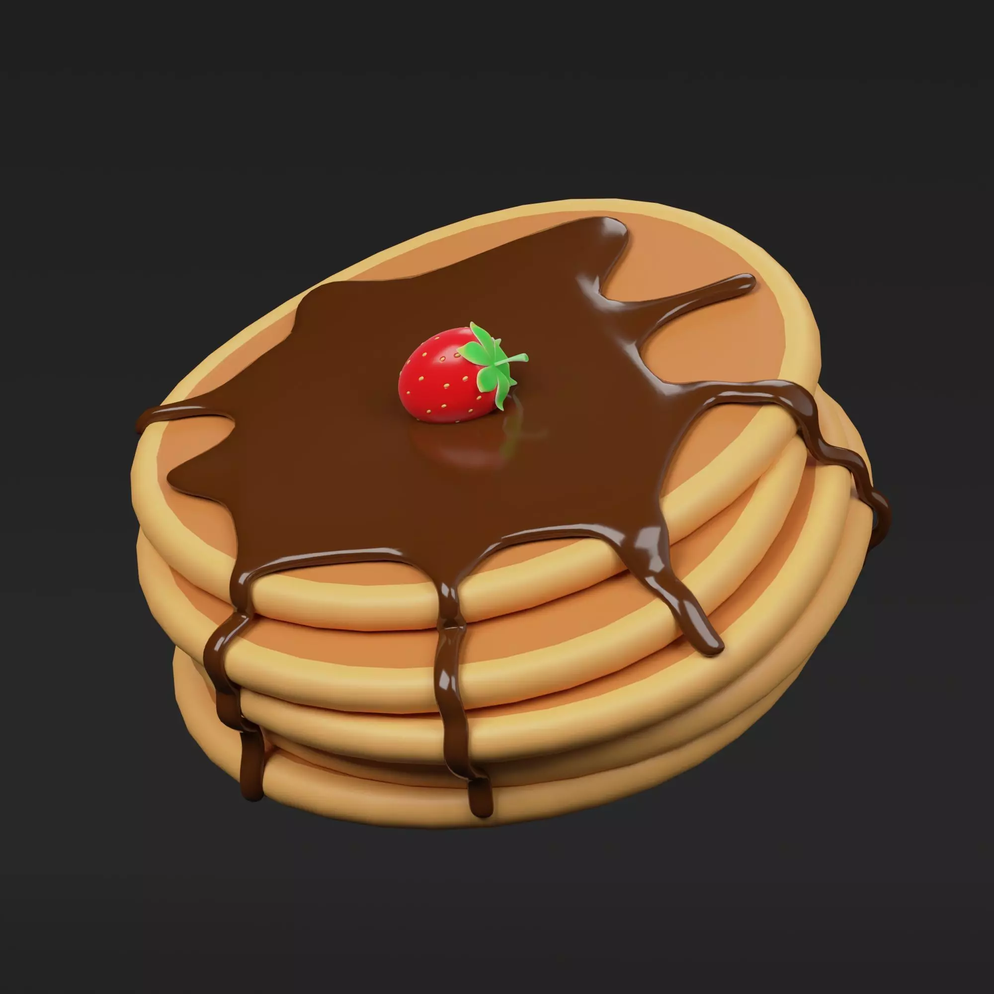 Pancake pancakes with chocolate dripping on top 3D model_0