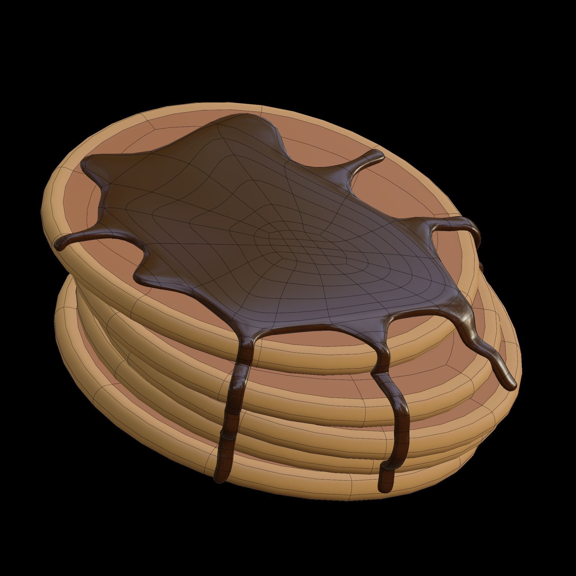 Pancake pancakes with chocolate dripping on top 3D model_7