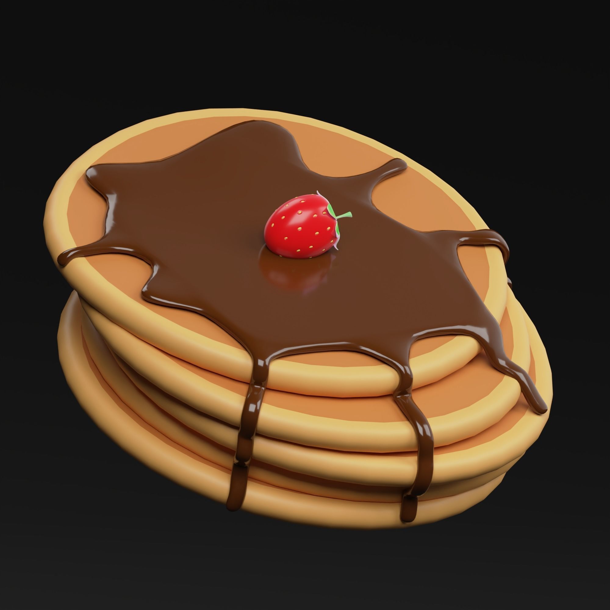 Pancake pancakes with chocolate dripping on top 3D model_6