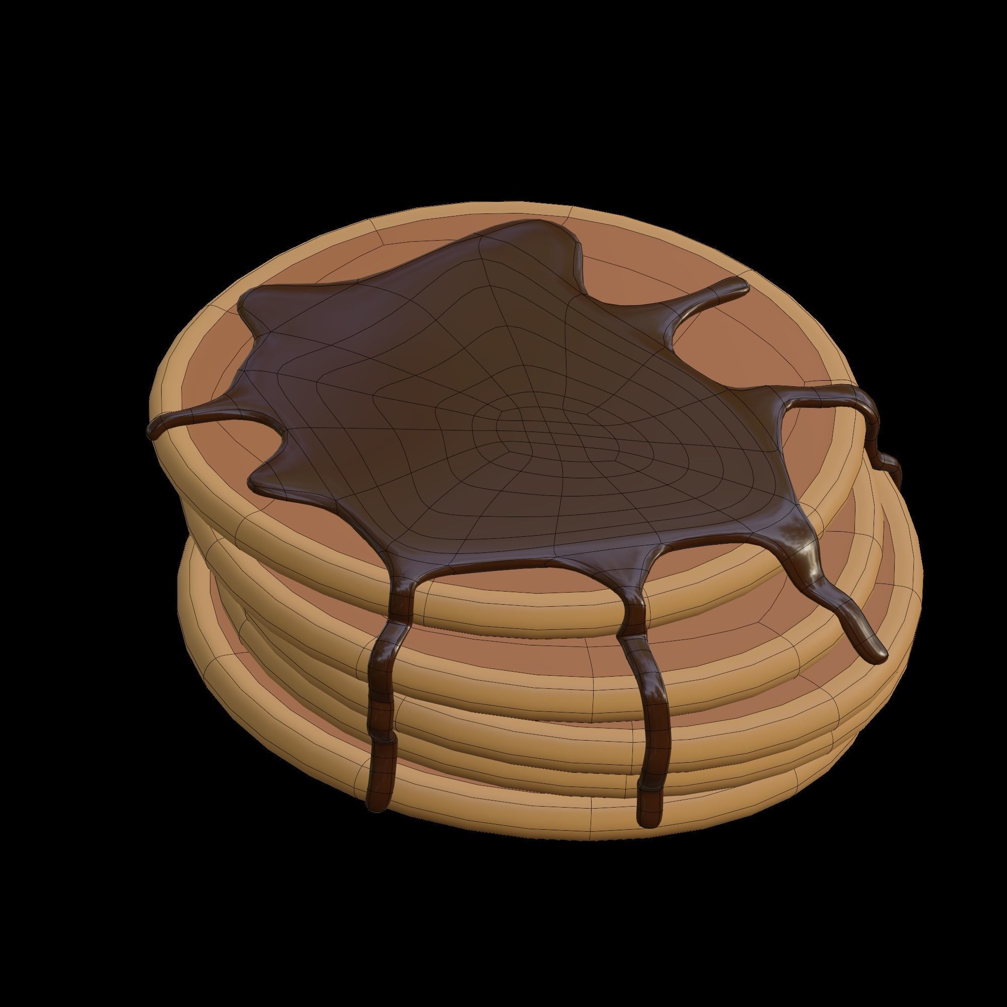 Pancake pancakes with chocolate dripping on top 3D model_11