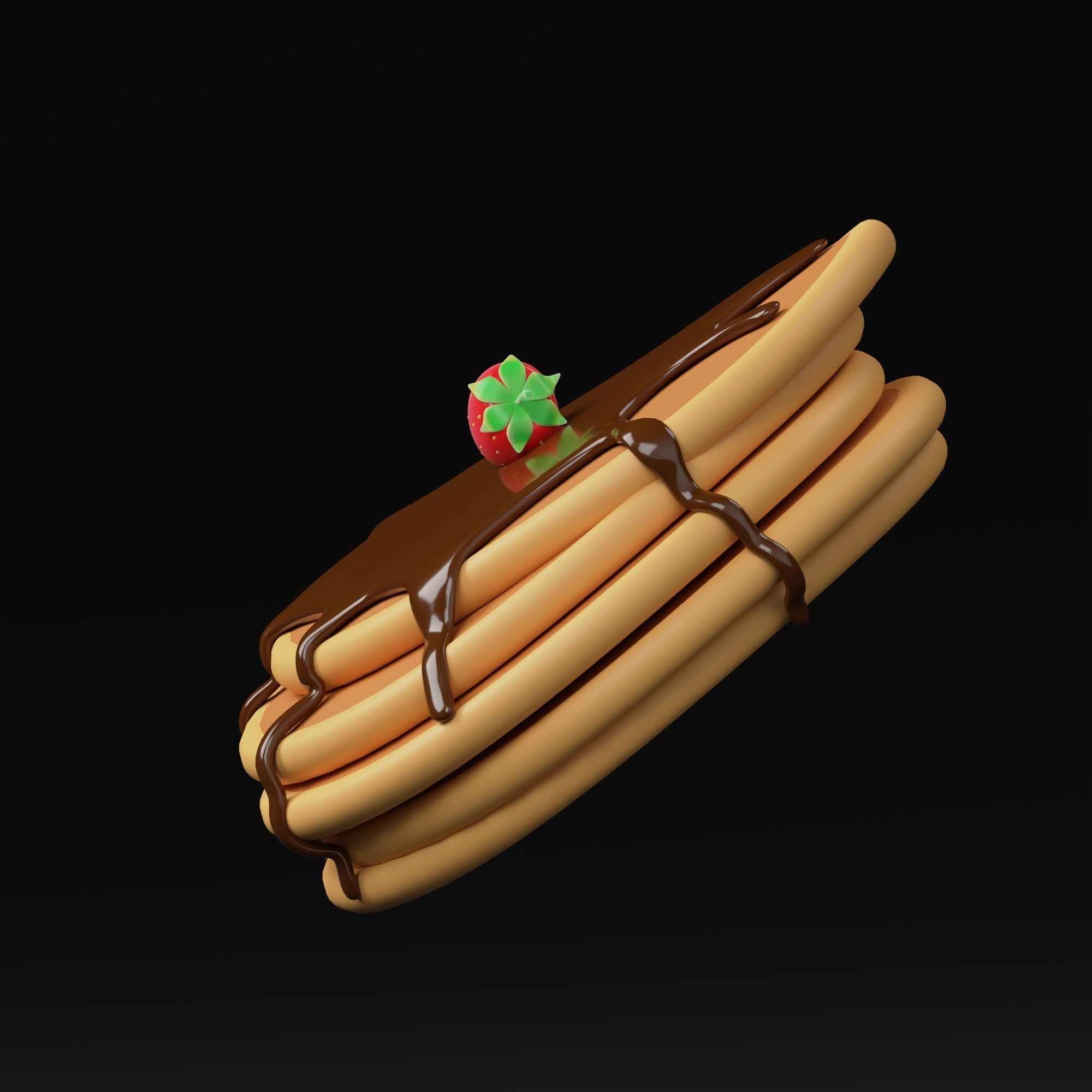 Pancake pancakes with chocolate dripping on top 3D model_5
