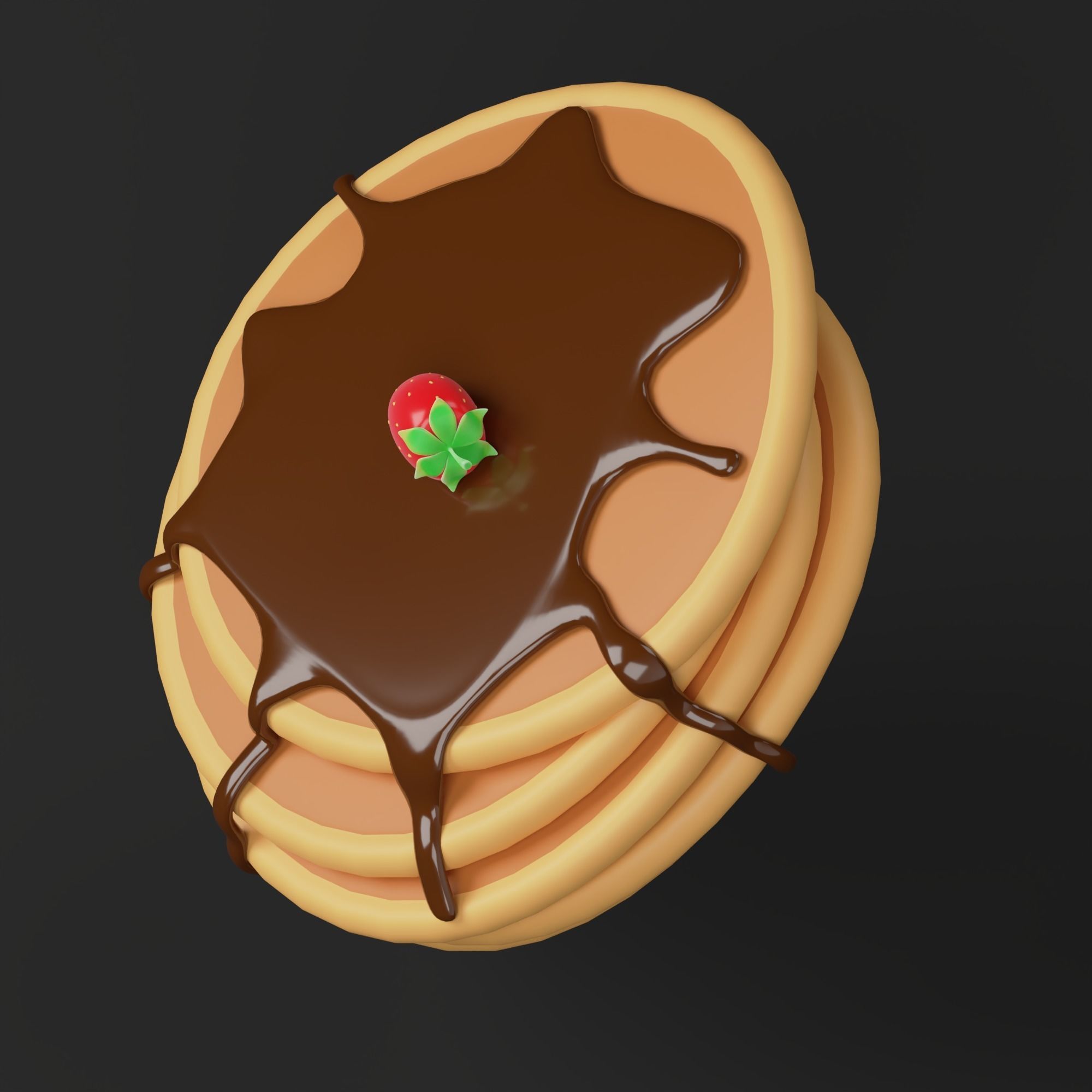 Pancake pancakes with chocolate dripping on top 3D model_4