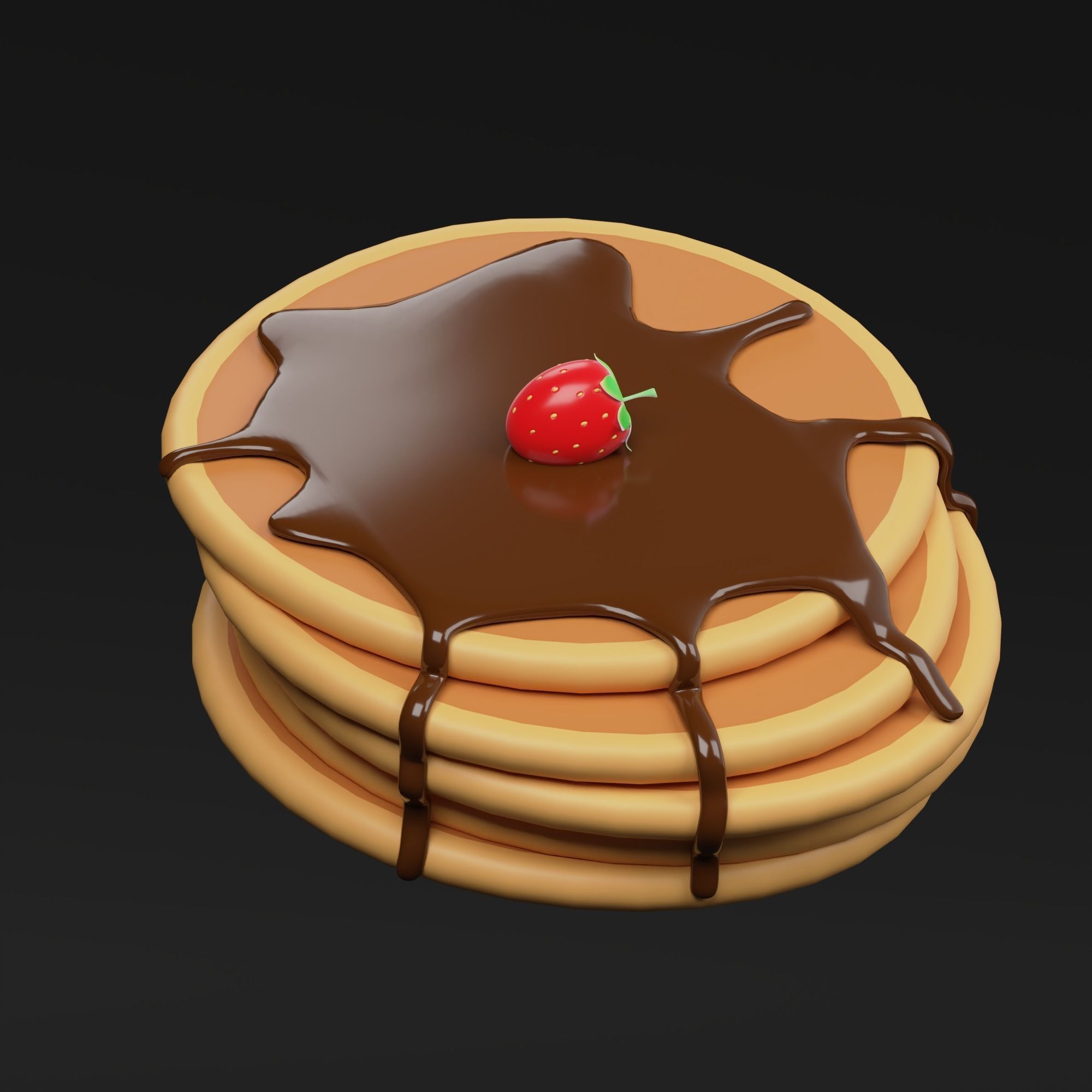 Pancake pancakes with chocolate dripping on top 3D model_2