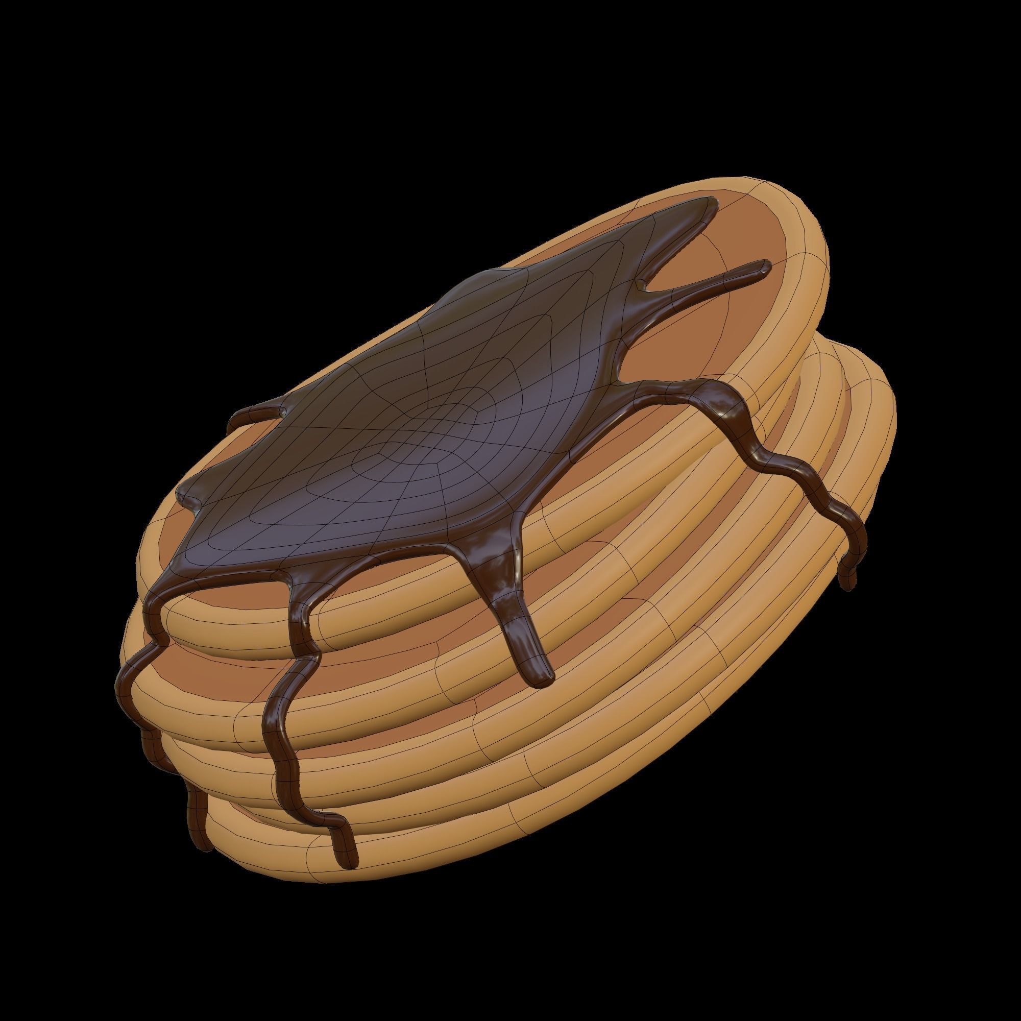 Pancake pancakes with chocolate dripping on top 3D model_12