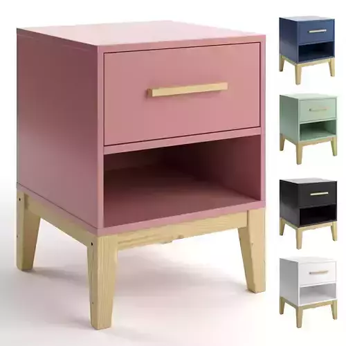 Pine bedside table with drawer Veromobili 3D model