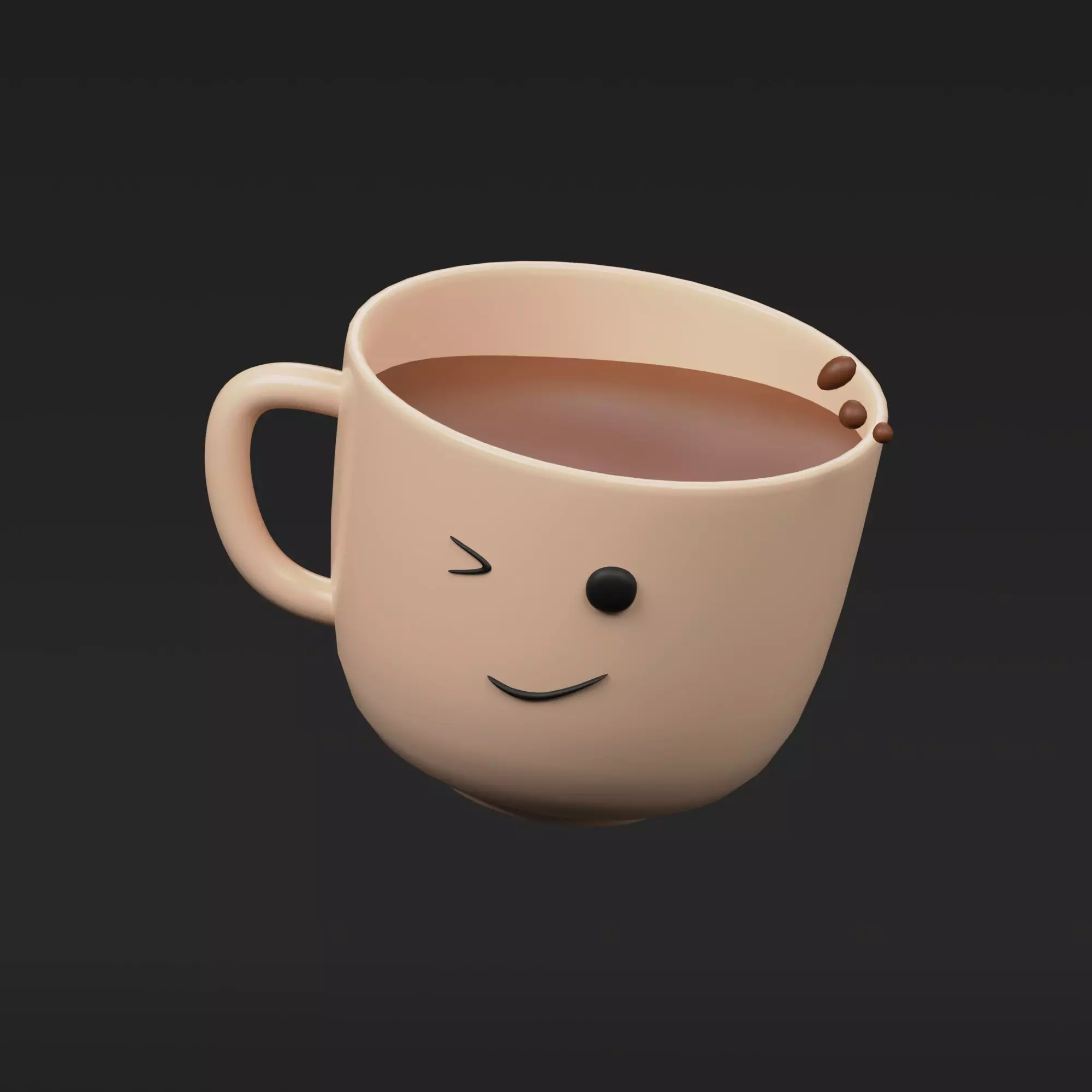 Coffee Cup - Cute Stylized 3D icon 3D model_0