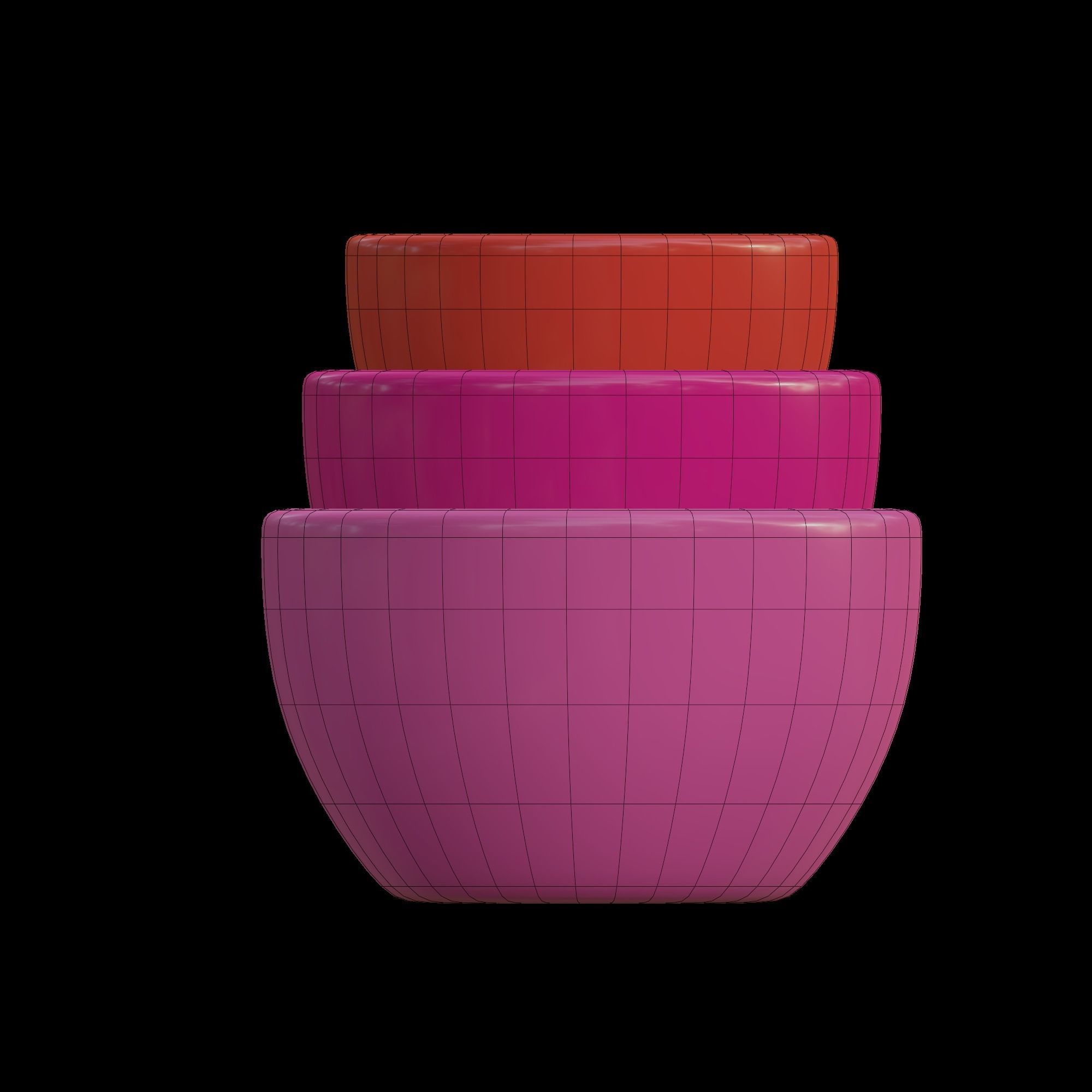 Bowls three colorful 3D model_11