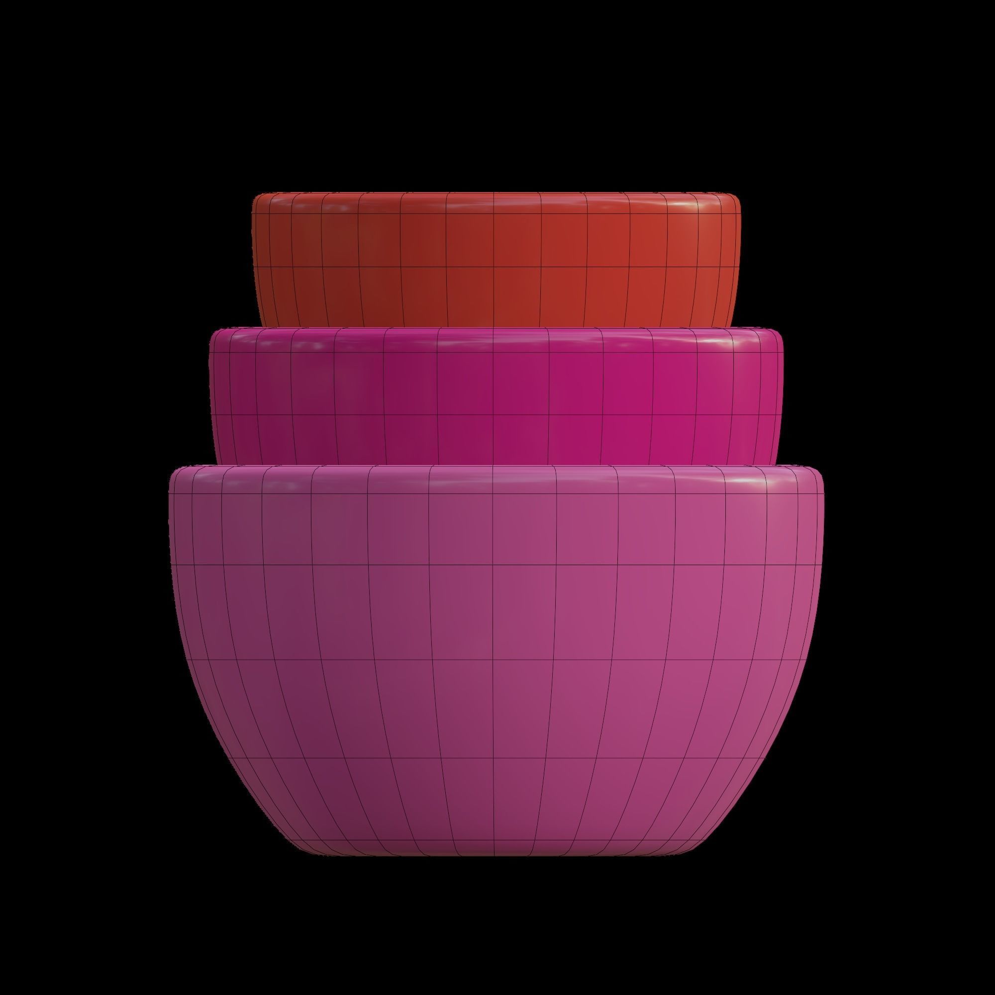 Bowls three colorful 3D model_7