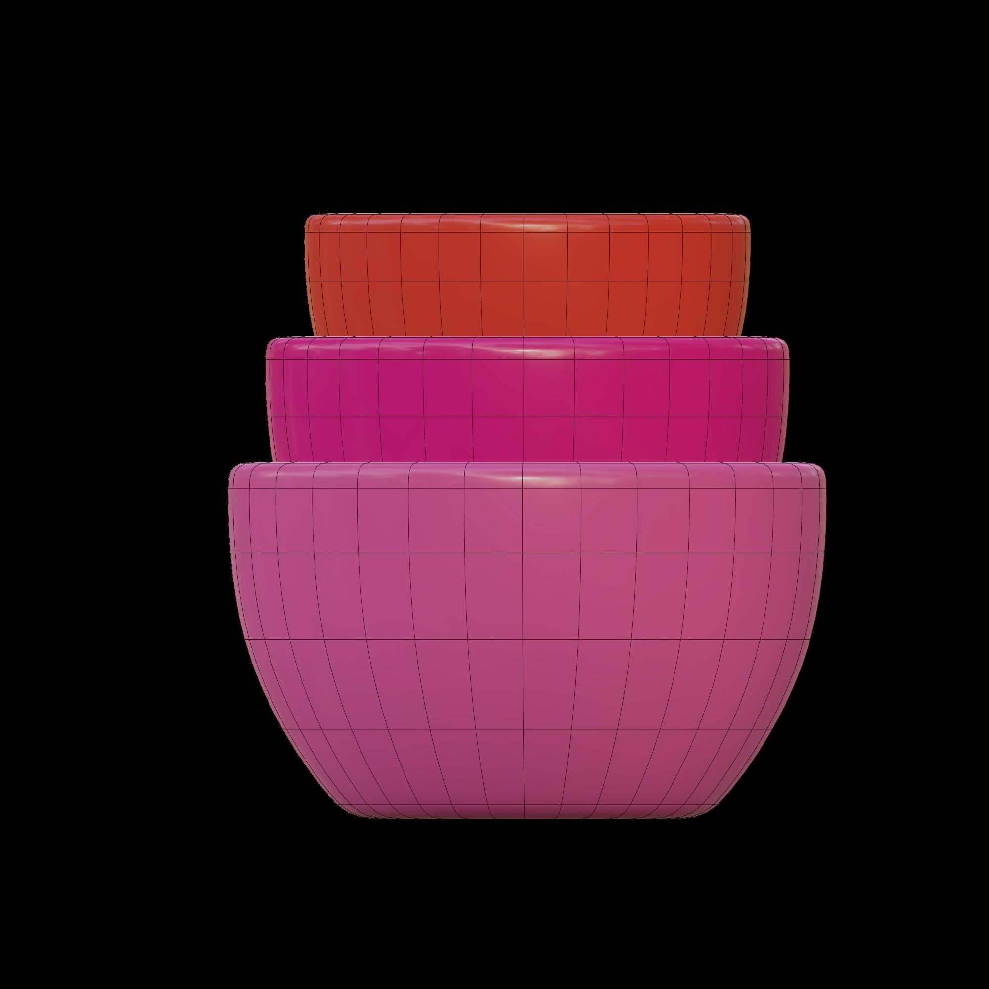 Bowls three colorful 3D model_8