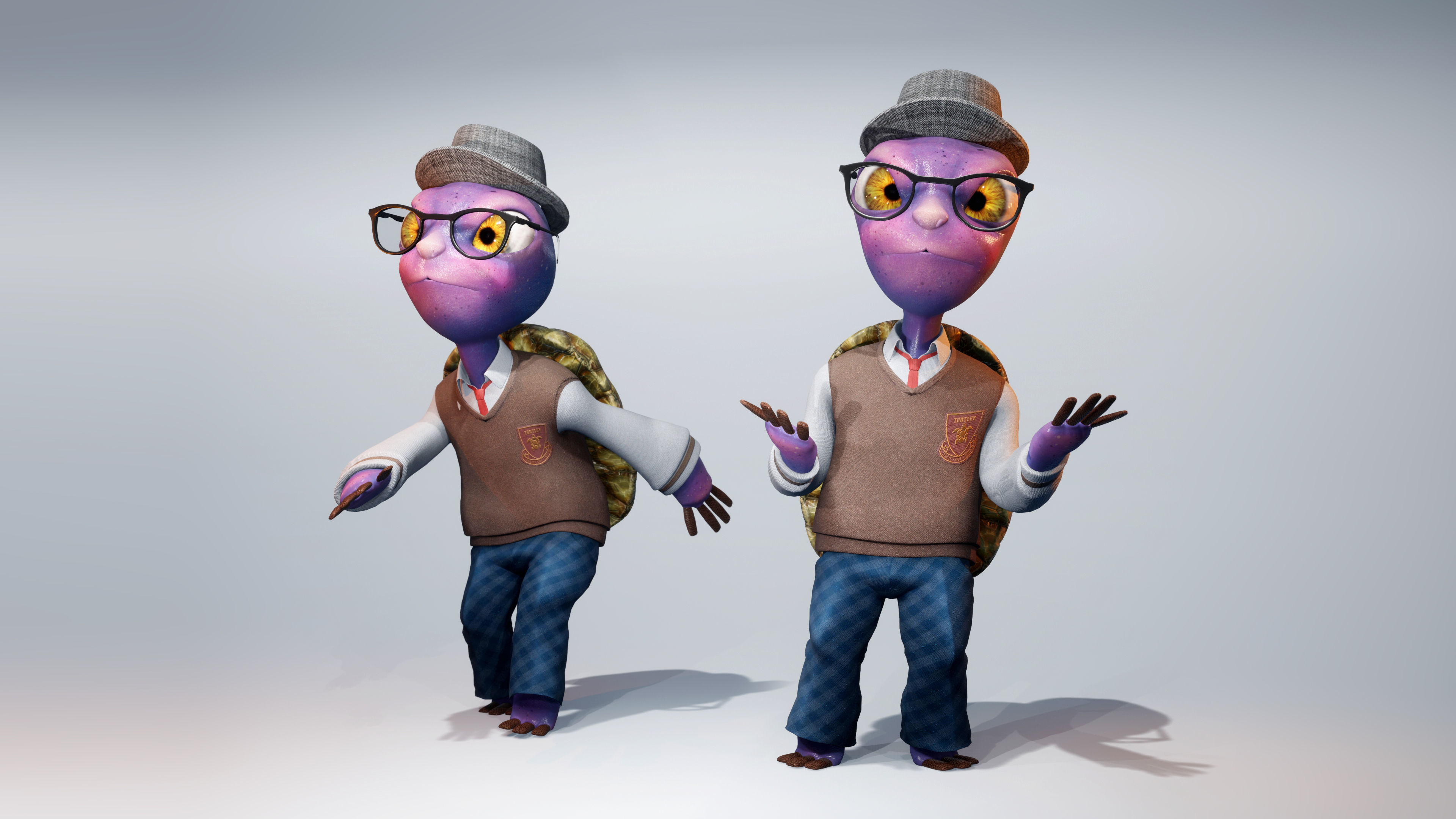 Animals Turtle Characters Rigged Cartoon Stylize 3D model 3D model_3