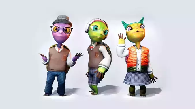 Animals Turtle Characters Rigged Cartoon Stylize 3D model 3D model