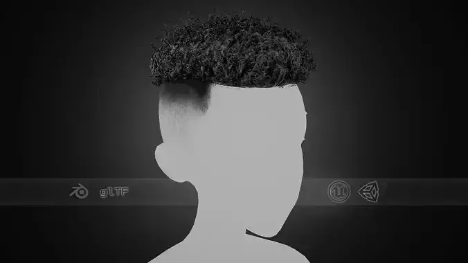 Male Hair Cards Style 12 - Curly Hair 2 Low-poly 3D model
