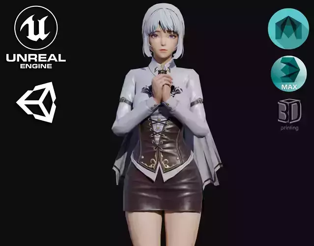 Maya Female Low-poly 3D model