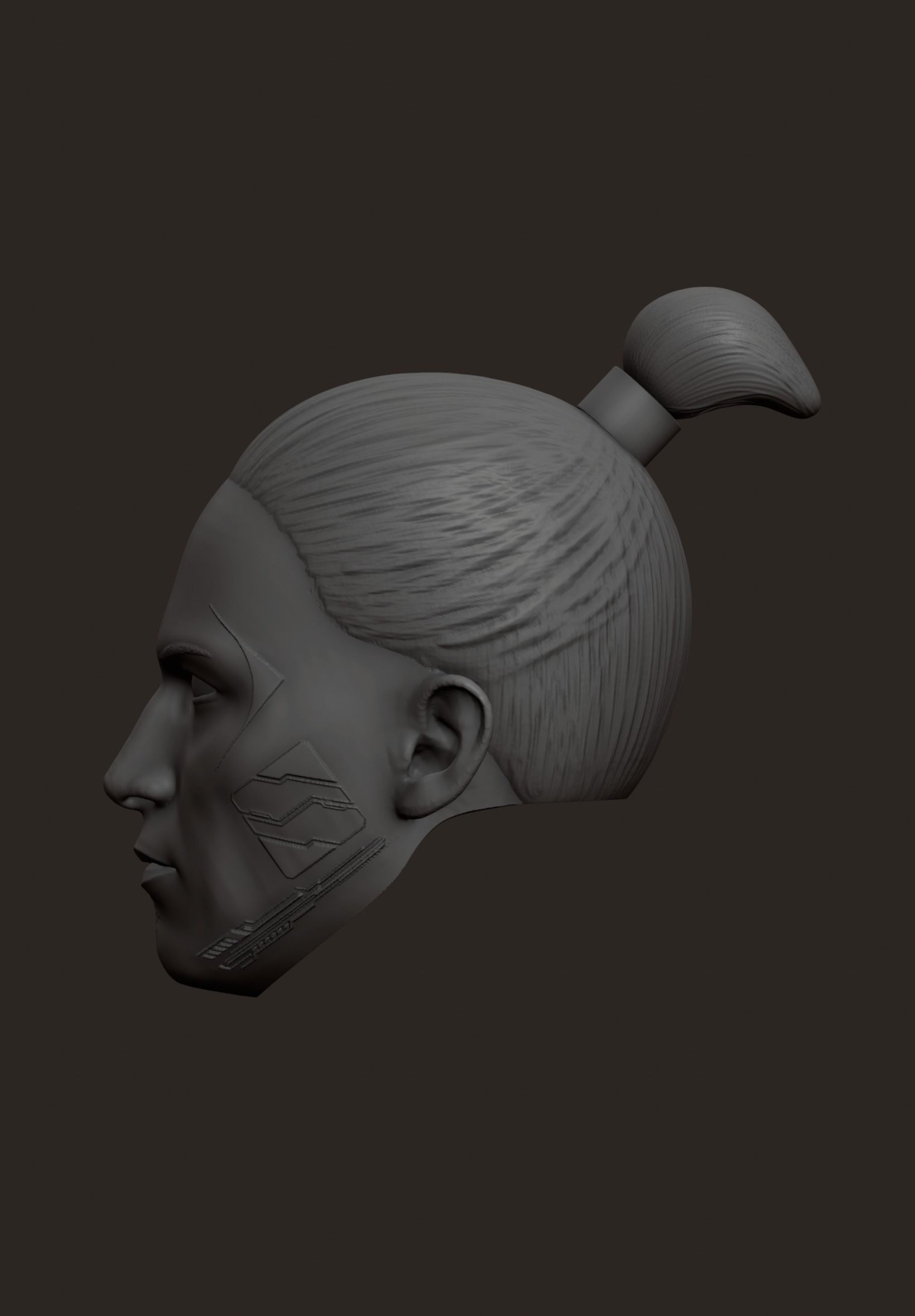 Cyber Yakuza Head Sculpt 3D print model_1