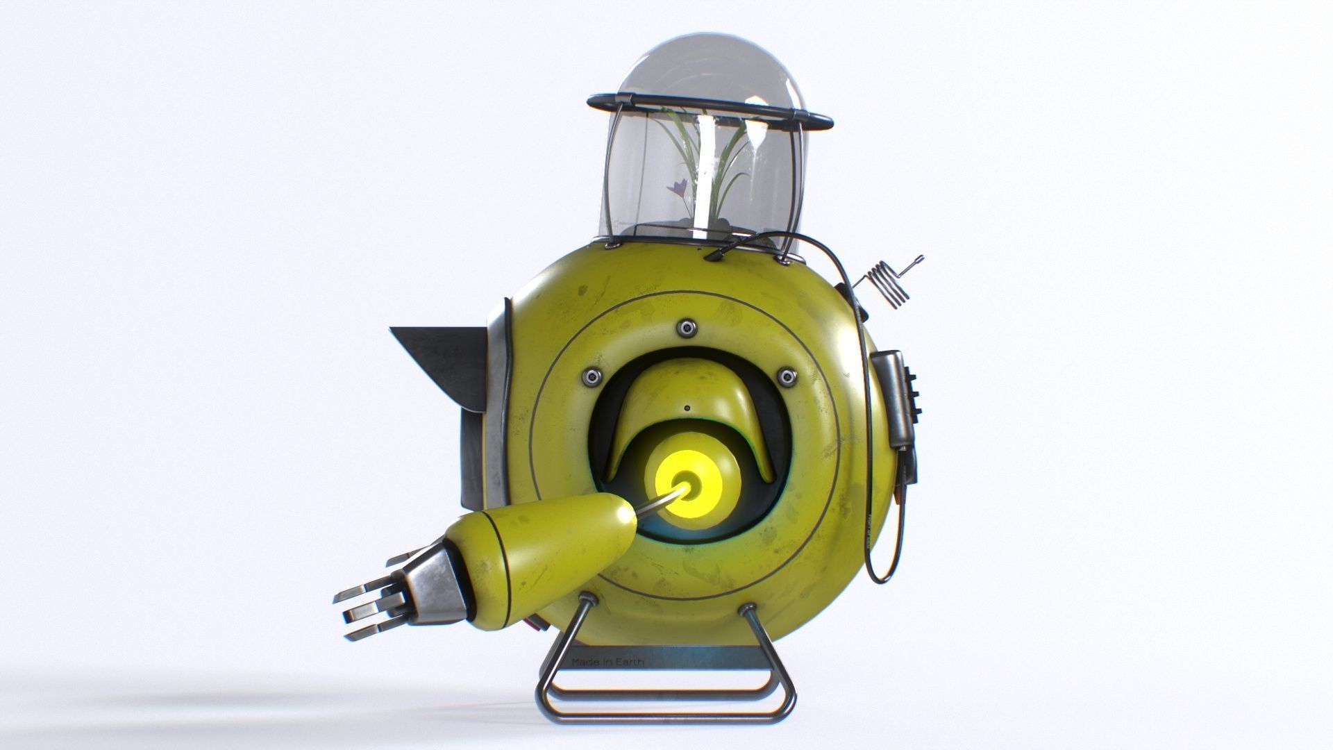 Planting Robot Sci-Fi Fantasy Character Low-poly 3D model_6