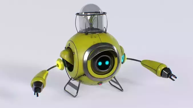 Planting Robot Sci-Fi Fantasy Character Low-poly 3D model