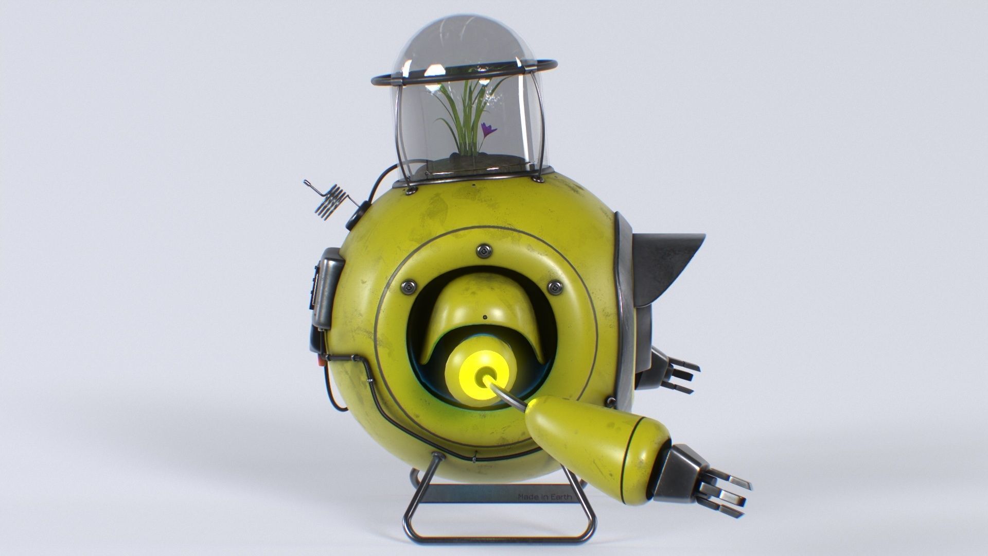 Planting Robot Sci-Fi Fantasy Character Low-poly 3D model_3