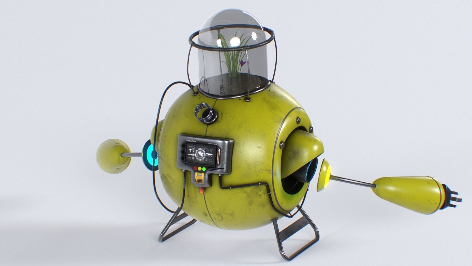 Planting Robot Sci-Fi Fantasy Character Low-poly 3D model_4