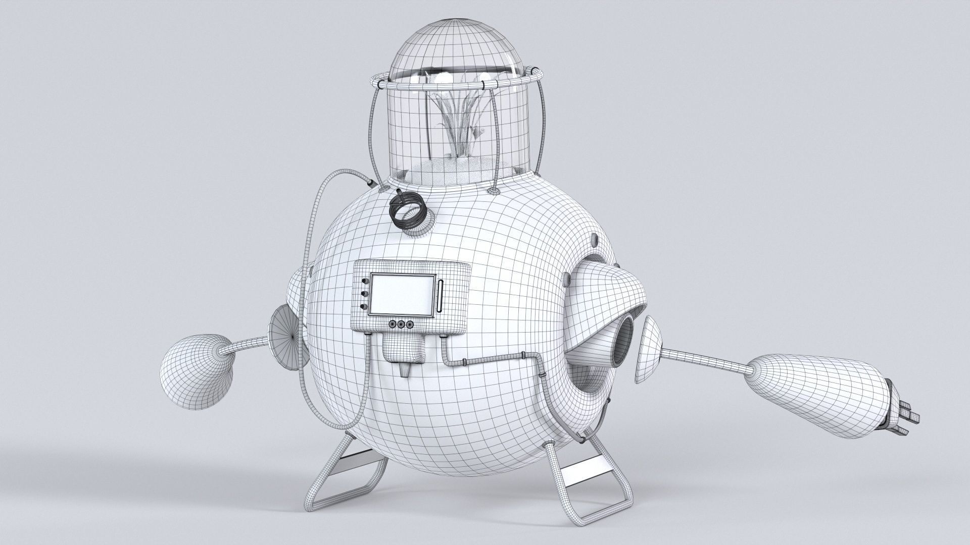 Planting Robot Sci-Fi Fantasy Character Low-poly 3D model_21