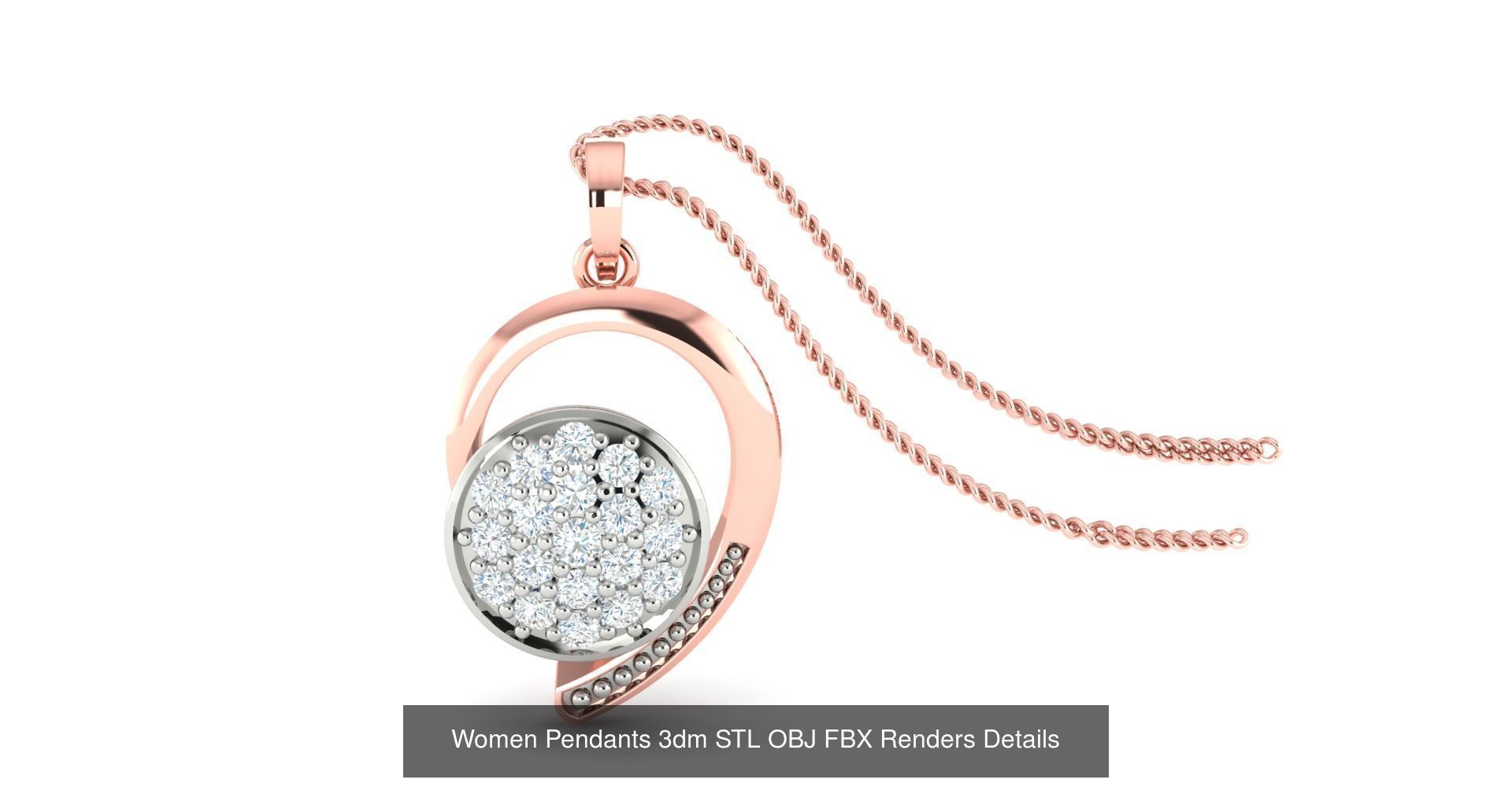 500 Solitaire Women Pendants 3dm STL OBJ FBX  Details Collection _146