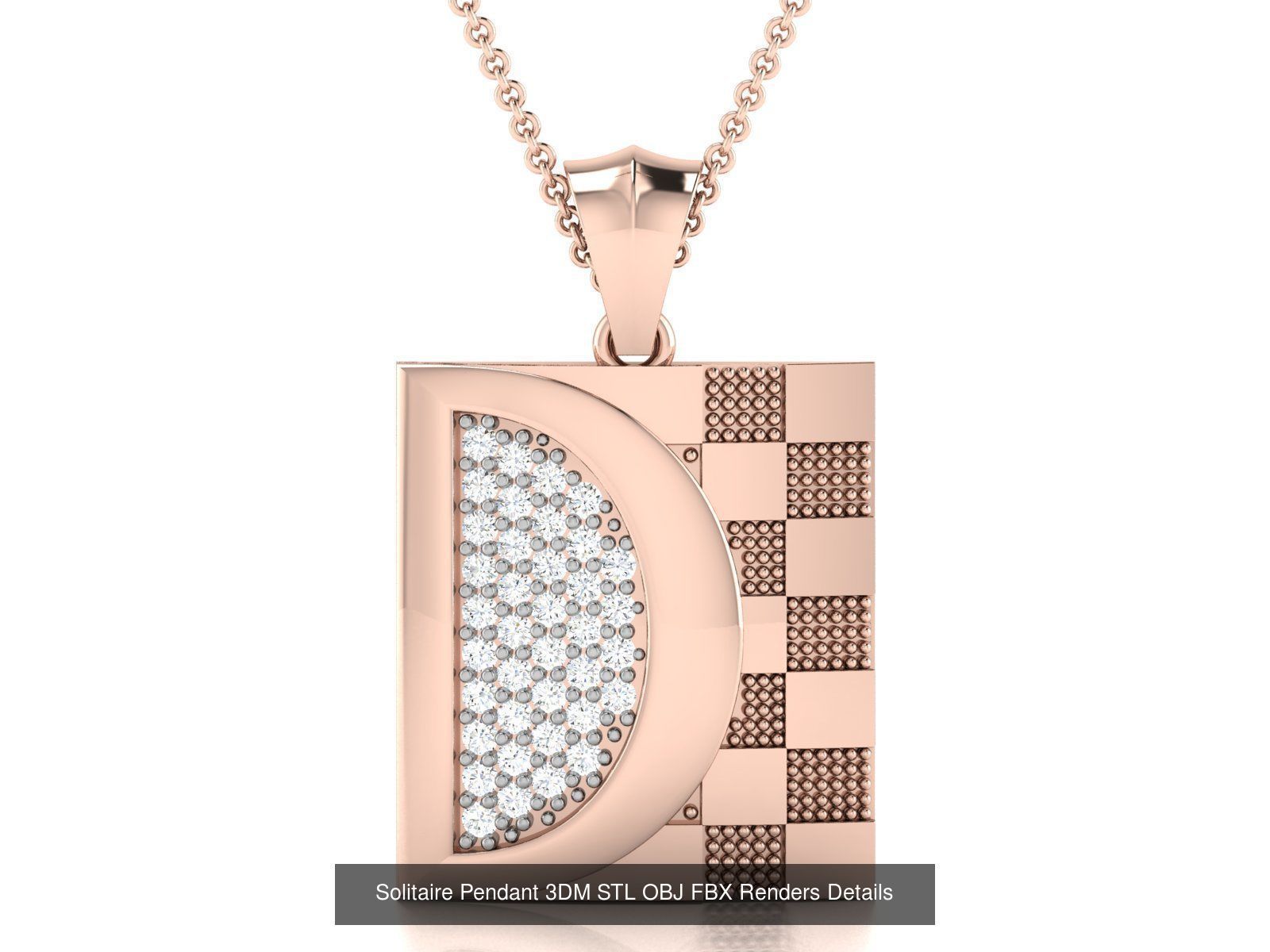 500 Solitaire Women Pendants 3dm STL OBJ FBX  Details Collection _214