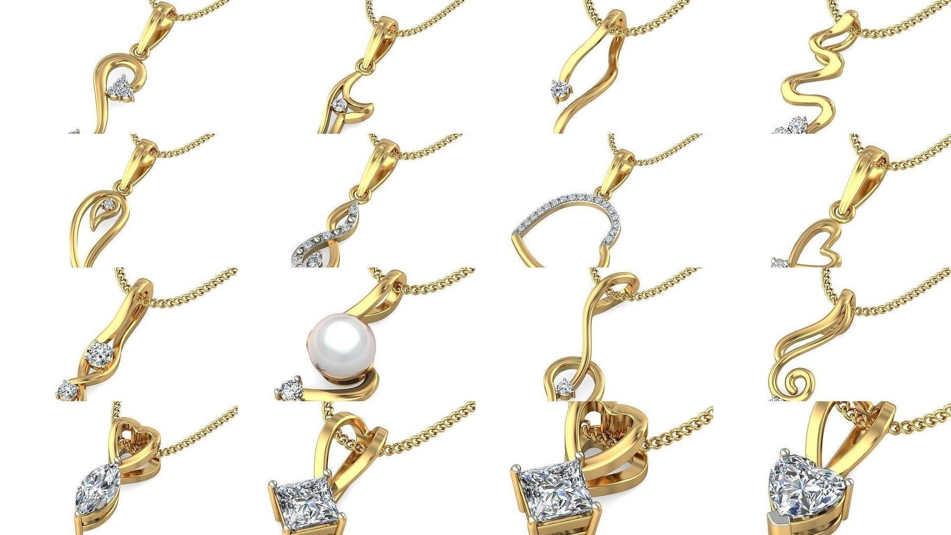 500 Solitaire Women Pendants 3dm STL OBJ FBX  Details Collection _139