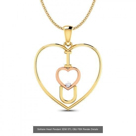 500 Solitaire Women Pendants 3dm STL OBJ FBX  Details Collection _225