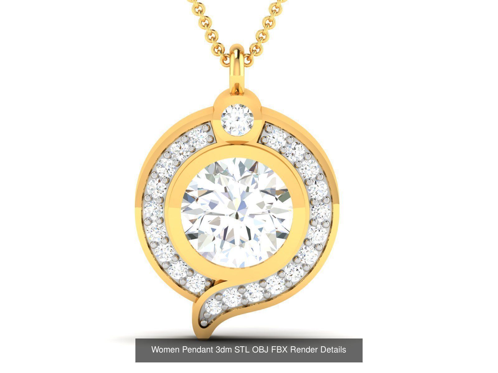 500 Solitaire Women Pendants 3dm STL OBJ FBX  Details Collection _156