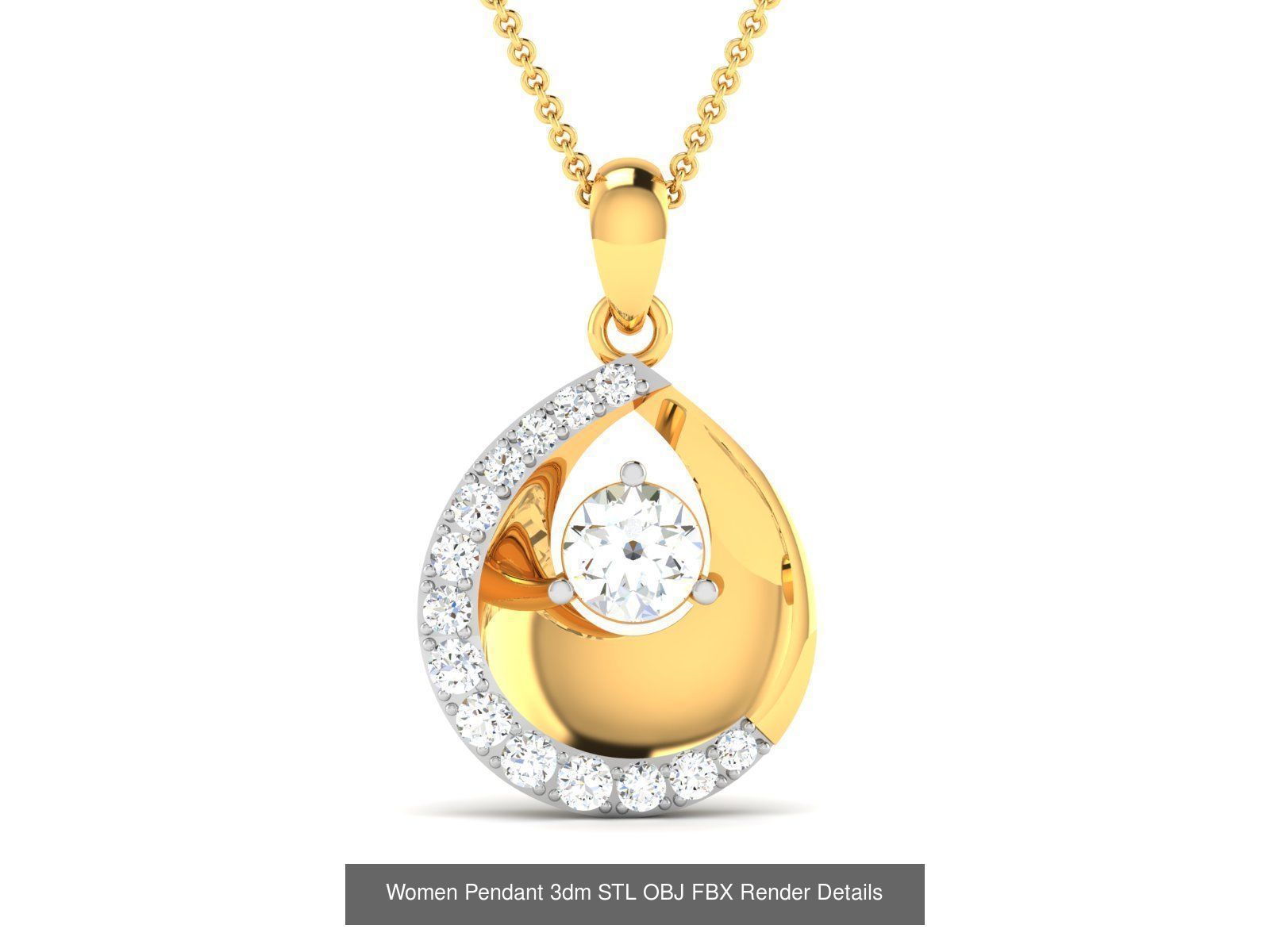 500 Solitaire Women Pendants 3dm STL OBJ FBX  Details Collection _157