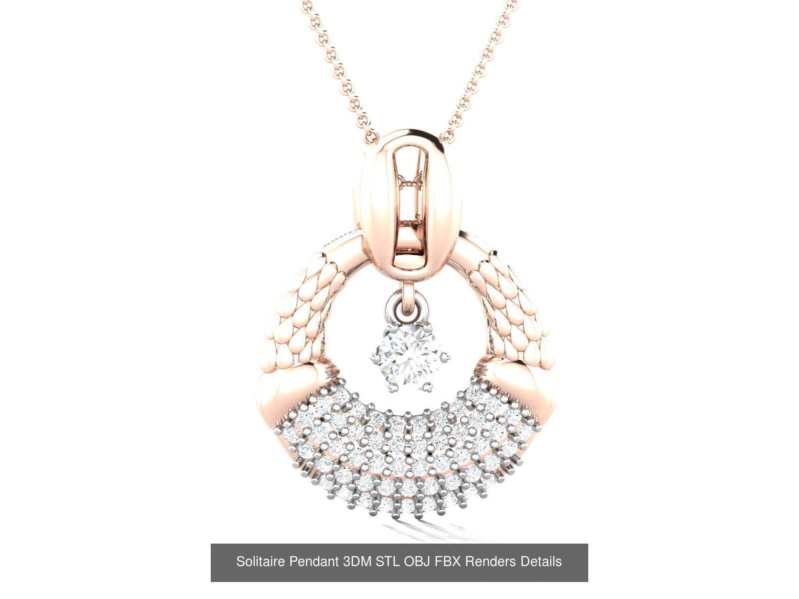 500 Solitaire Women Pendants 3dm STL OBJ FBX  Details Collection _199