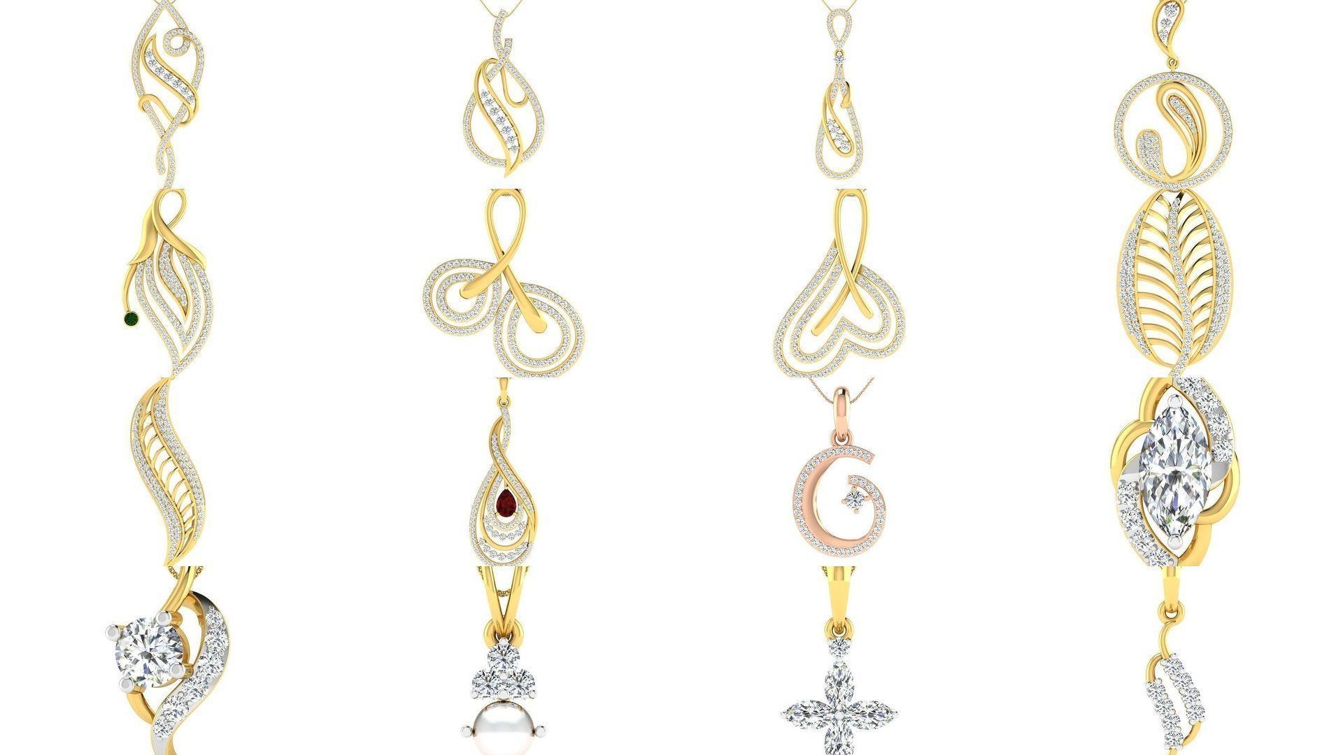 500 Solitaire Women Pendants 3dm STL OBJ FBX  Details Collection _95