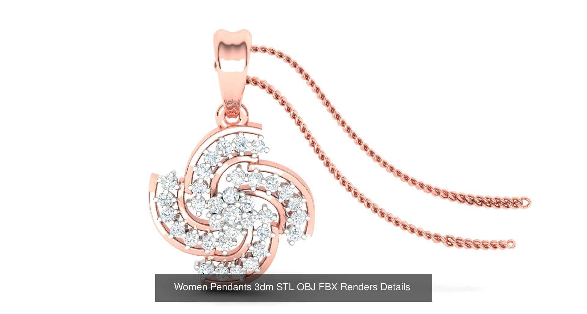 500 Solitaire Women Pendants 3dm STL OBJ FBX  Details Collection _124