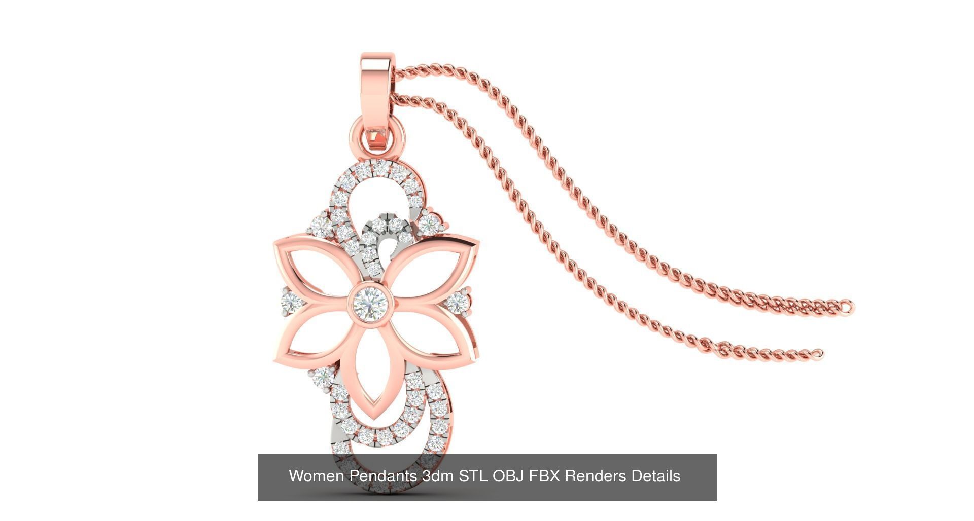 500 Solitaire Women Pendants 3dm STL OBJ FBX  Details Collection _112