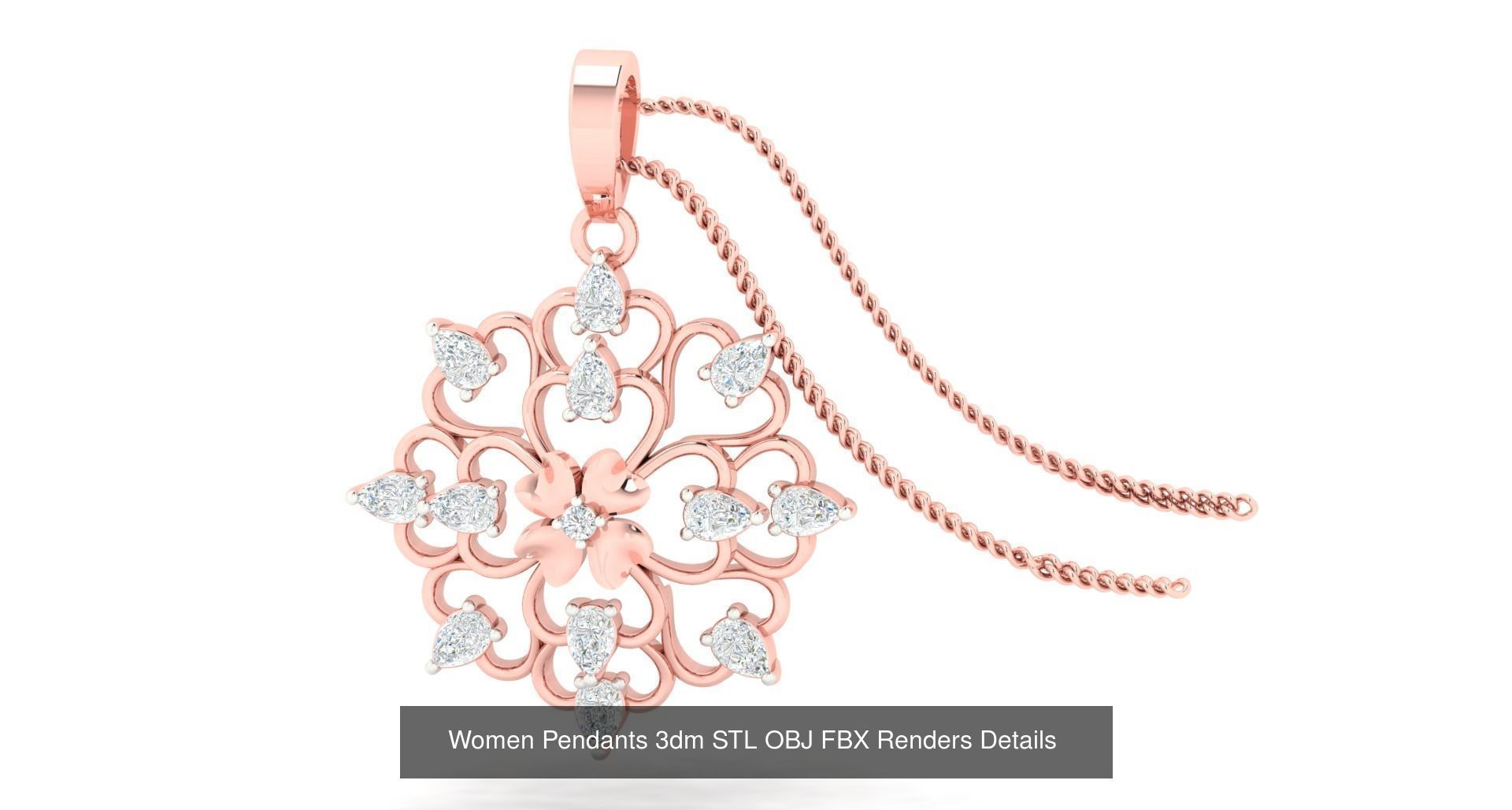 500 Solitaire Women Pendants 3dm STL OBJ FBX  Details Collection _72