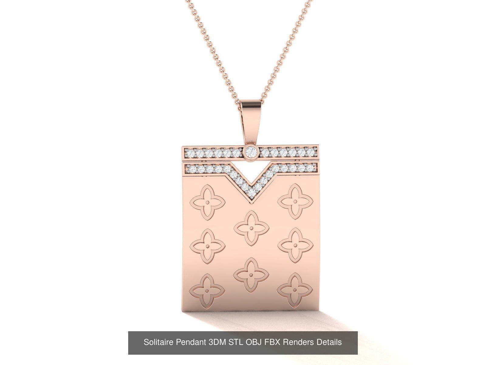 500 Solitaire Women Pendants 3dm STL OBJ FBX  Details Collection _192