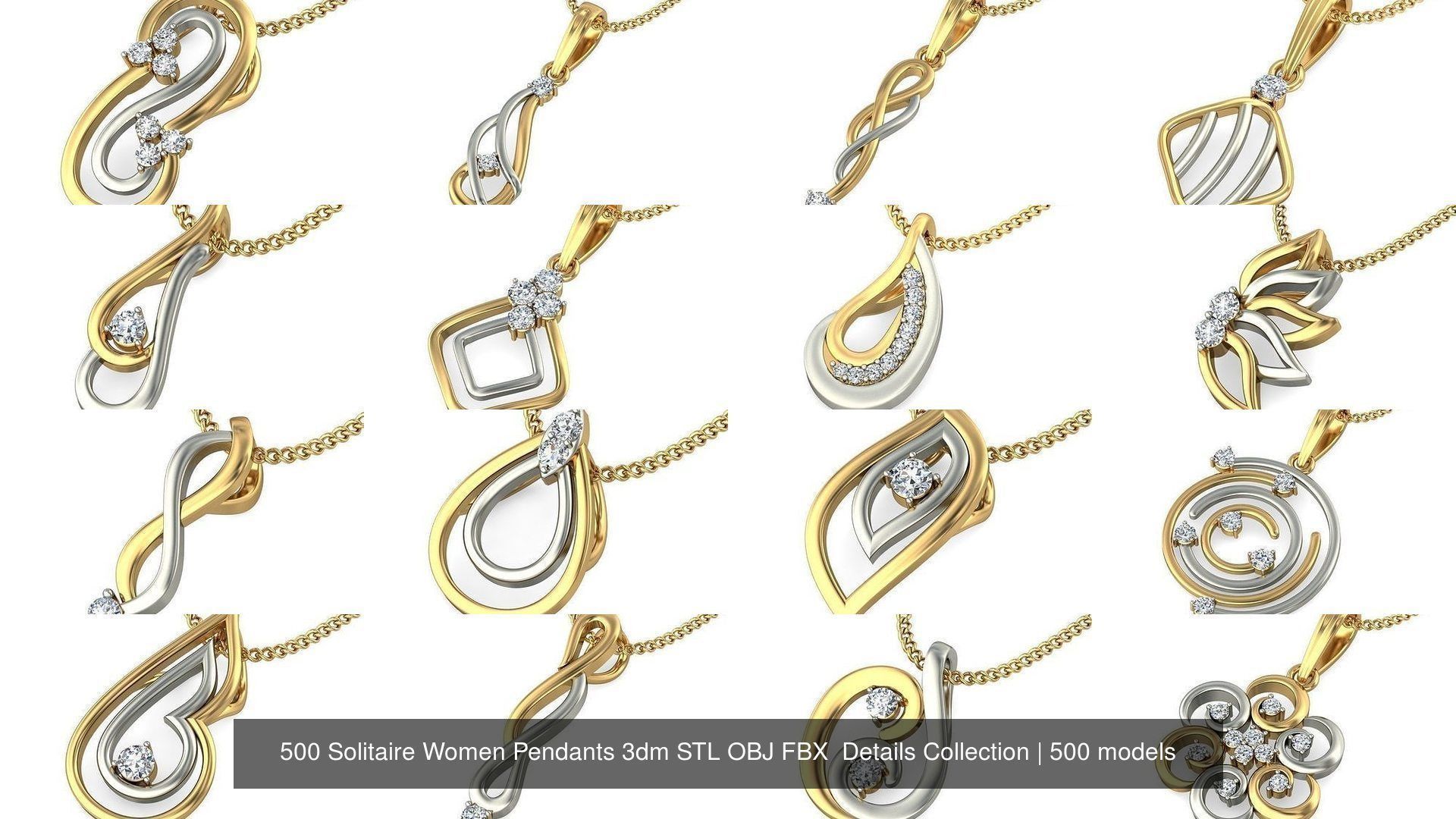 500 Solitaire Women Pendants 3dm STL OBJ FBX  Details Collection _105