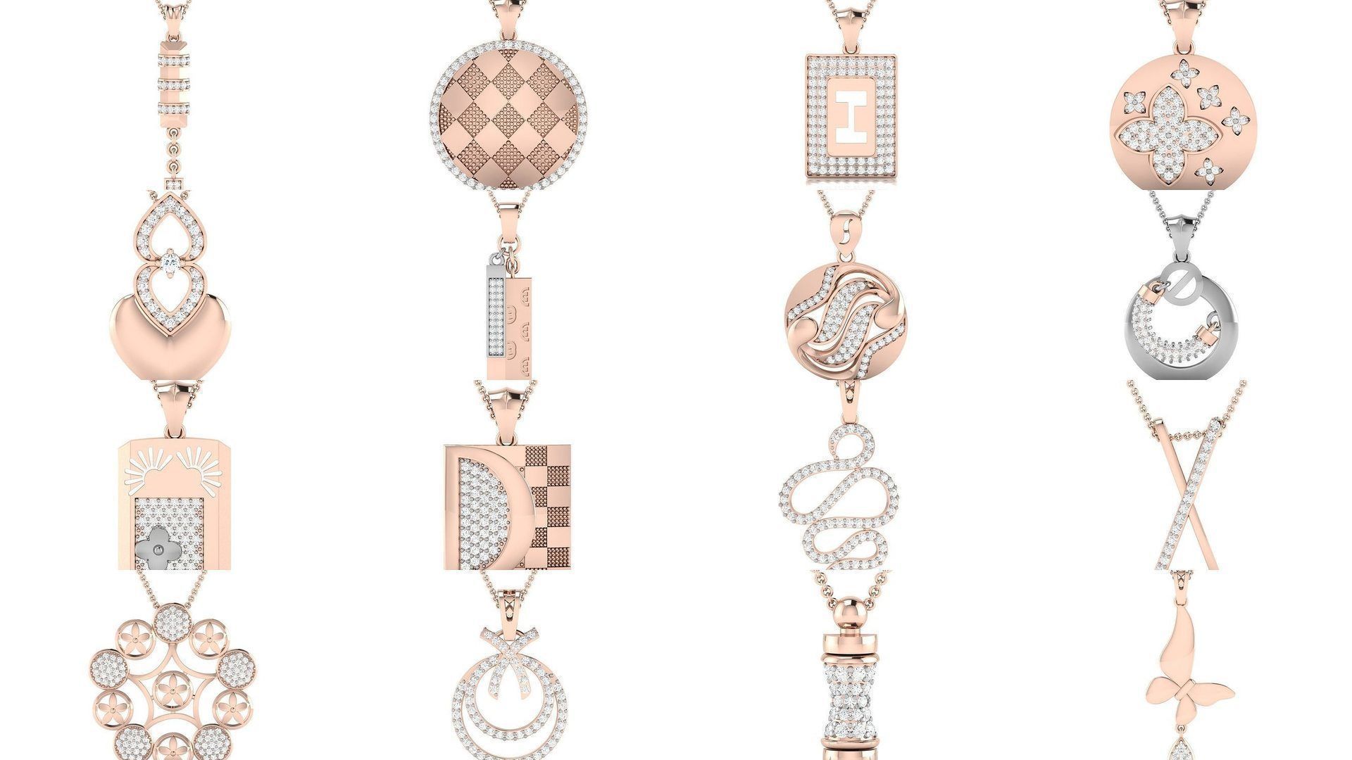 500 Solitaire Women Pendants 3dm STL OBJ FBX  Details Collection _49