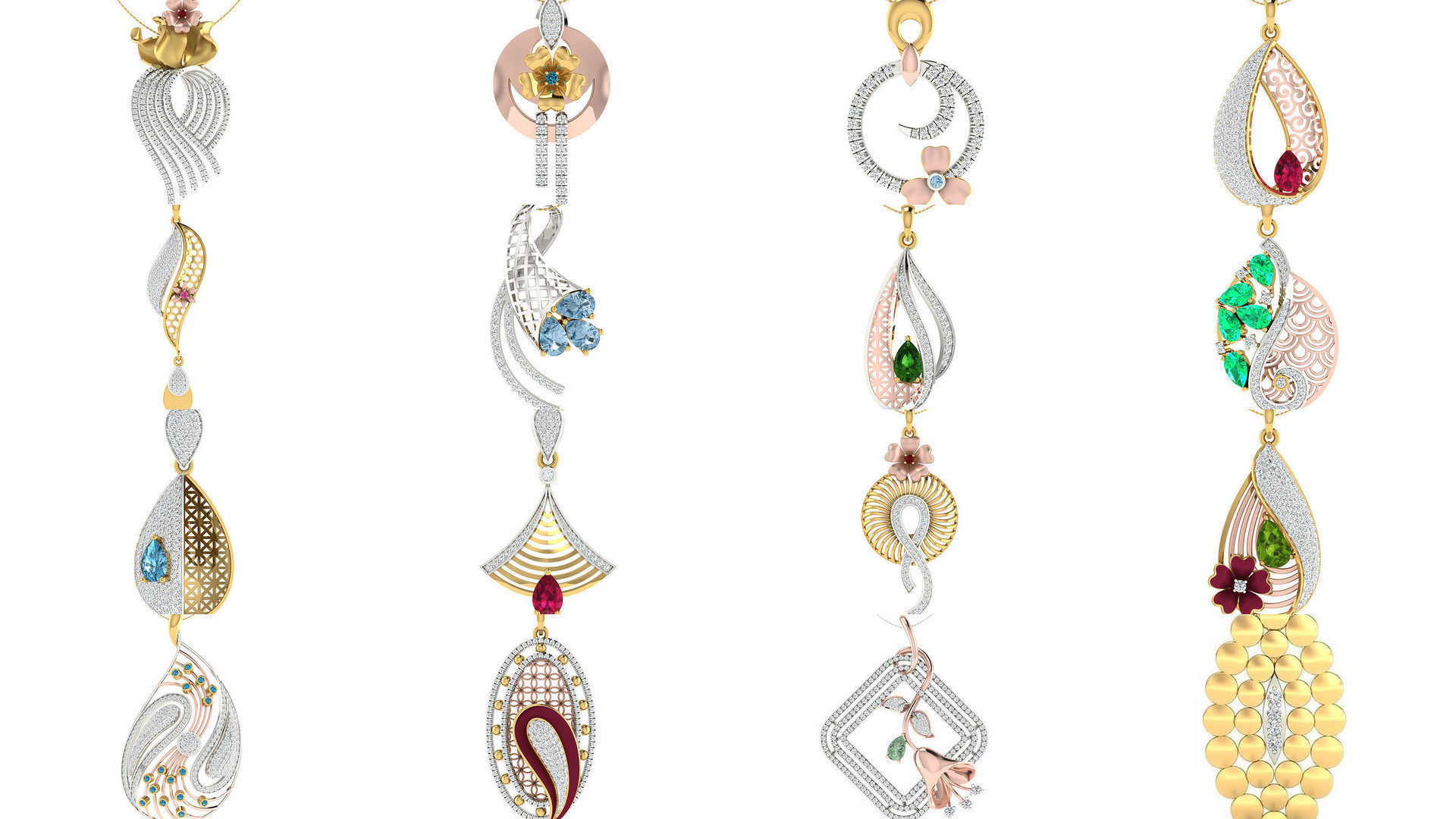 500 Solitaire Women Pendants 3dm STL OBJ FBX  Details Collection _119