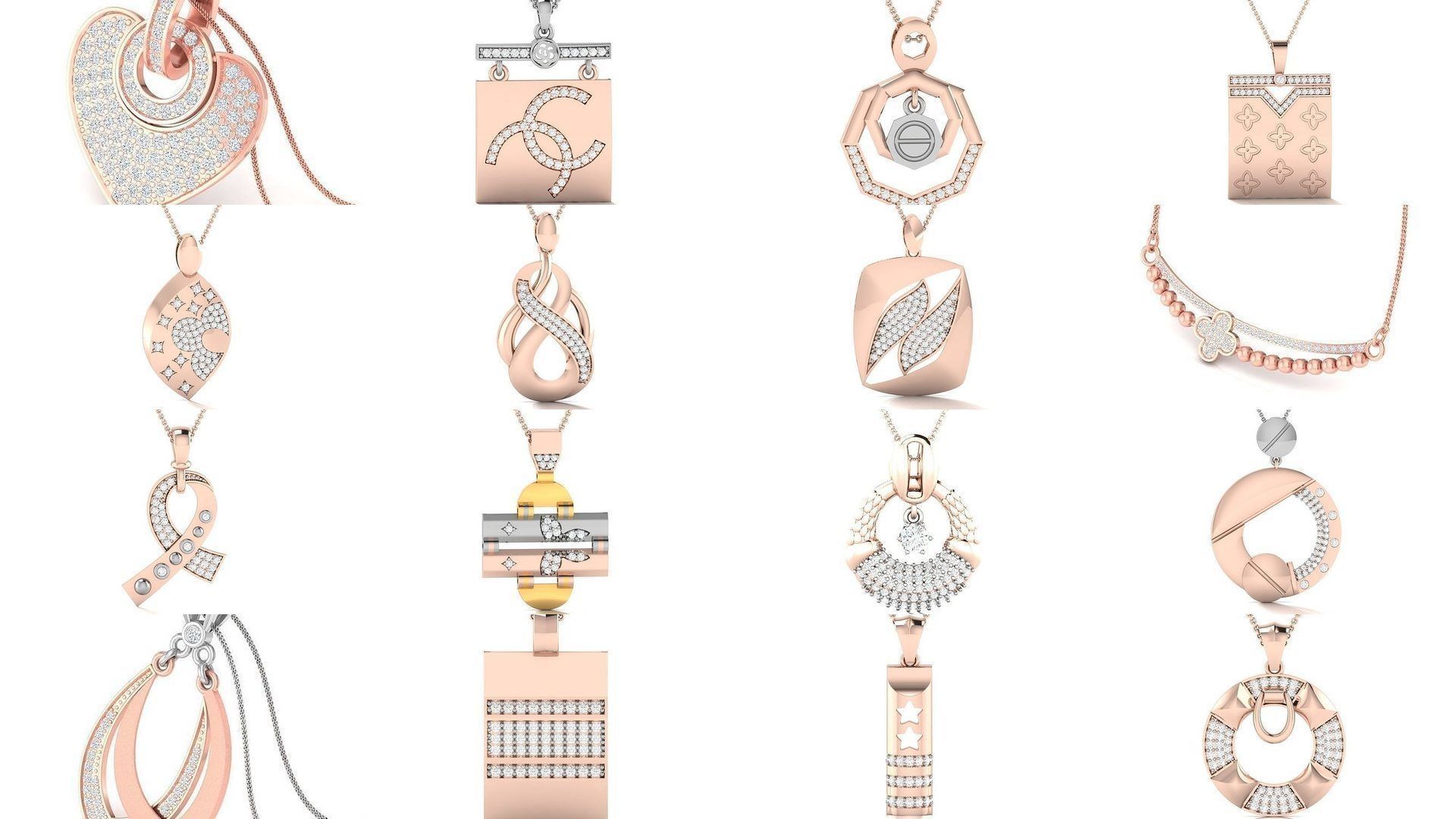 500 Solitaire Women Pendants 3dm STL OBJ FBX  Details Collection _37