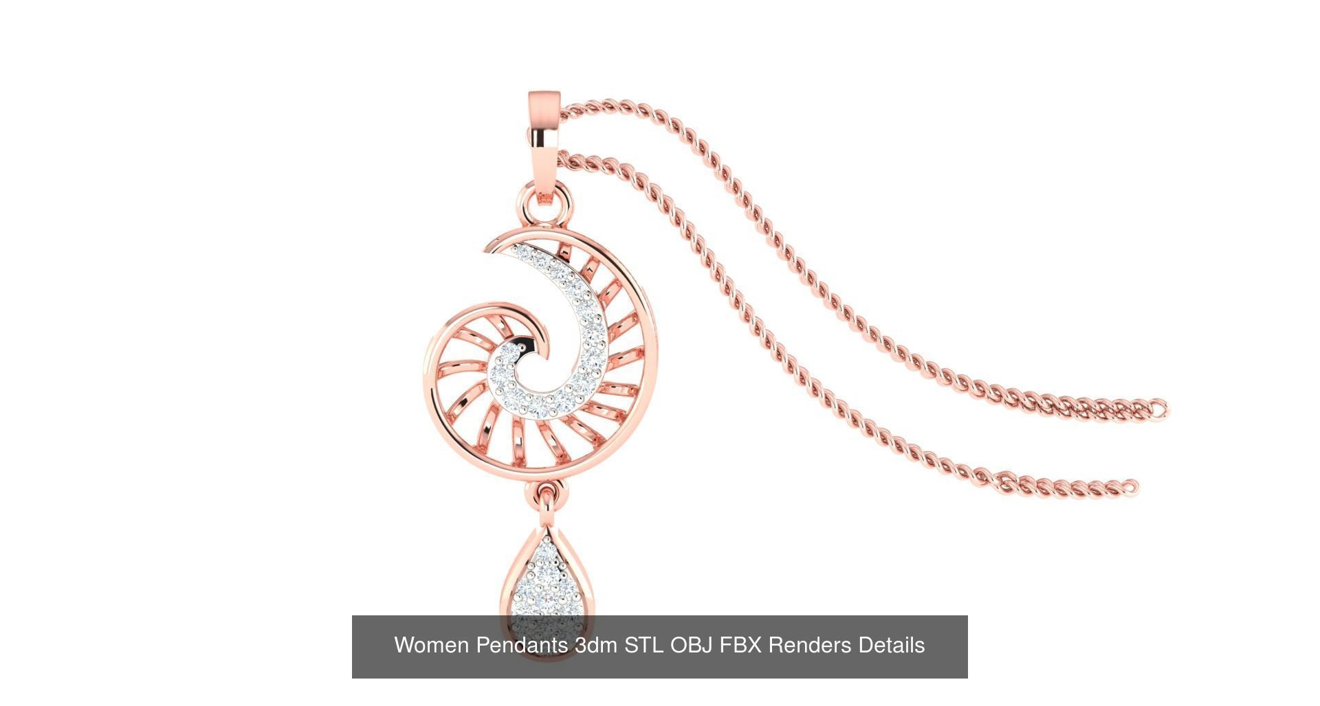 500 Solitaire Women Pendants 3dm STL OBJ FBX  Details Collection _142