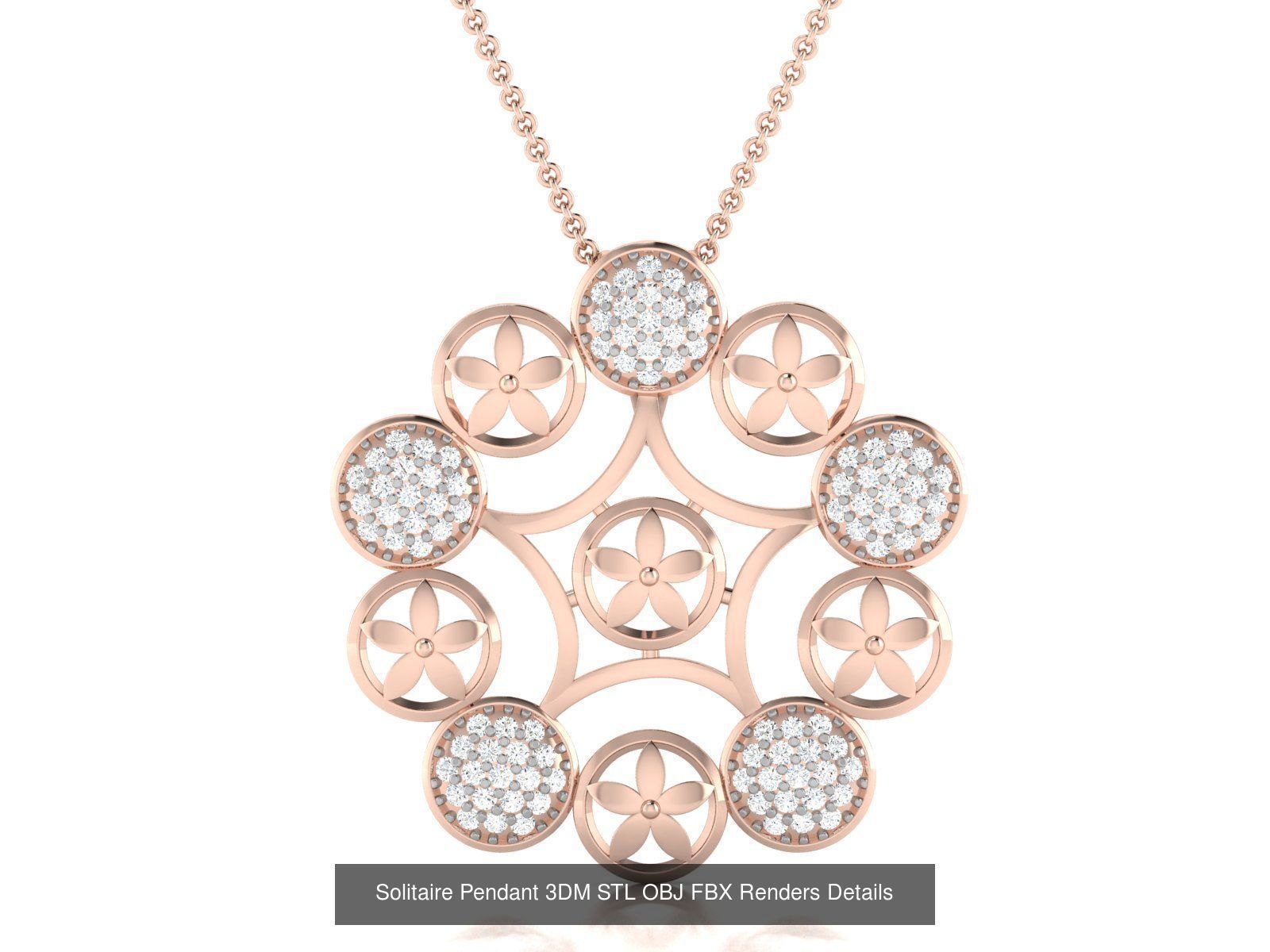 500 Solitaire Women Pendants 3dm STL OBJ FBX  Details Collection _217