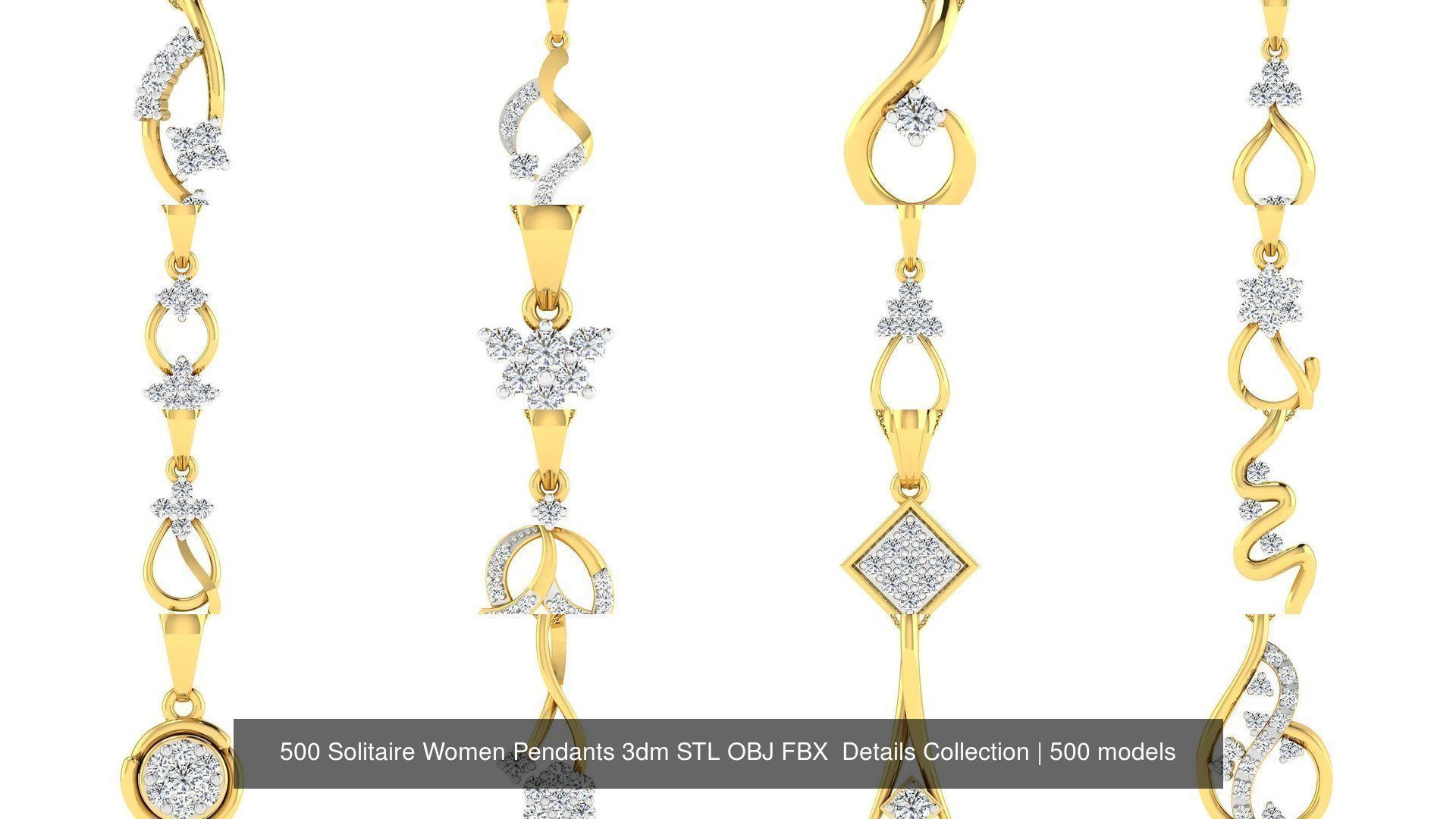 500 Solitaire Women Pendants 3dm STL OBJ FBX  Details Collection _32
