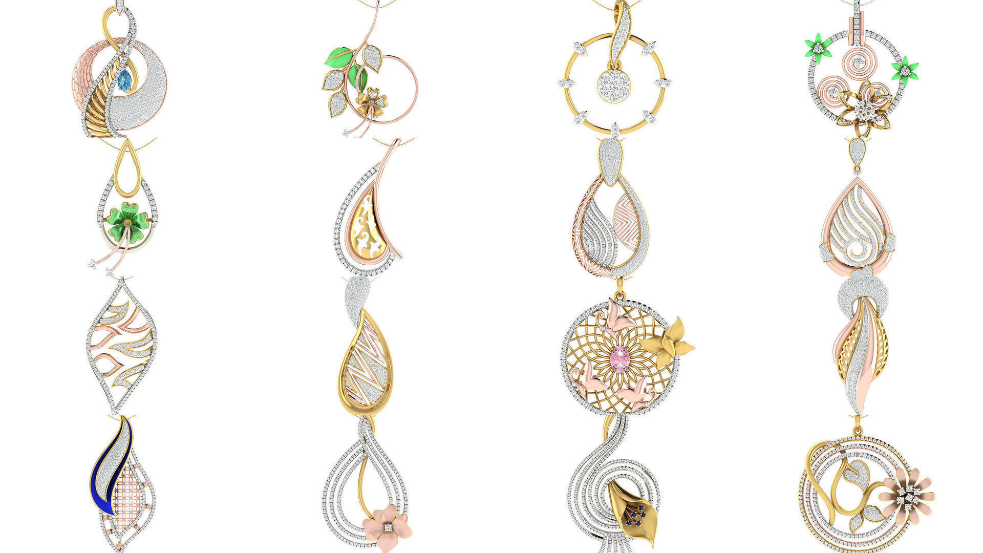 500 Solitaire Women Pendants 3dm STL OBJ FBX  Details Collection _115