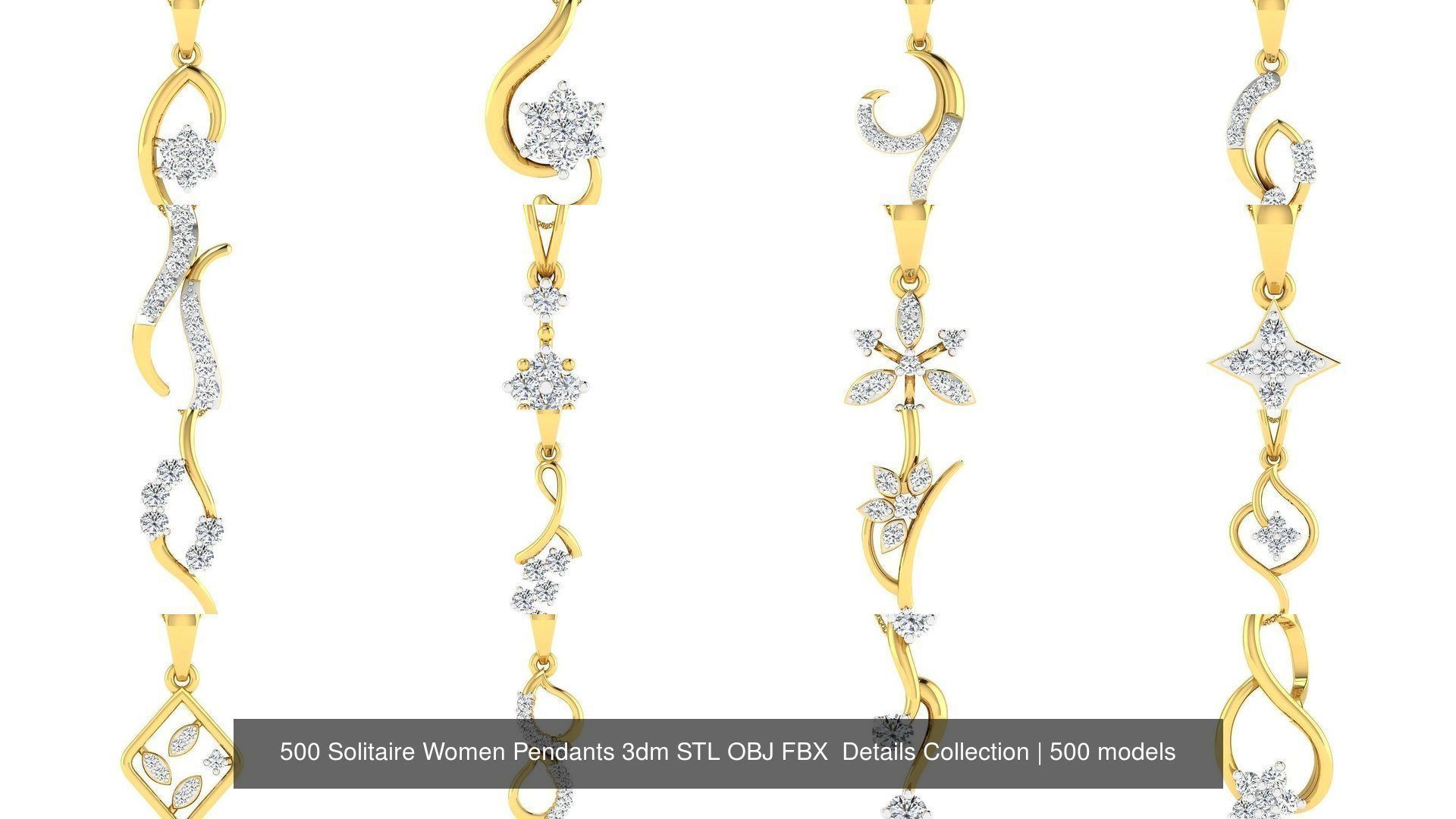 500 Solitaire Women Pendants 3dm STL OBJ FBX  Details Collection _74