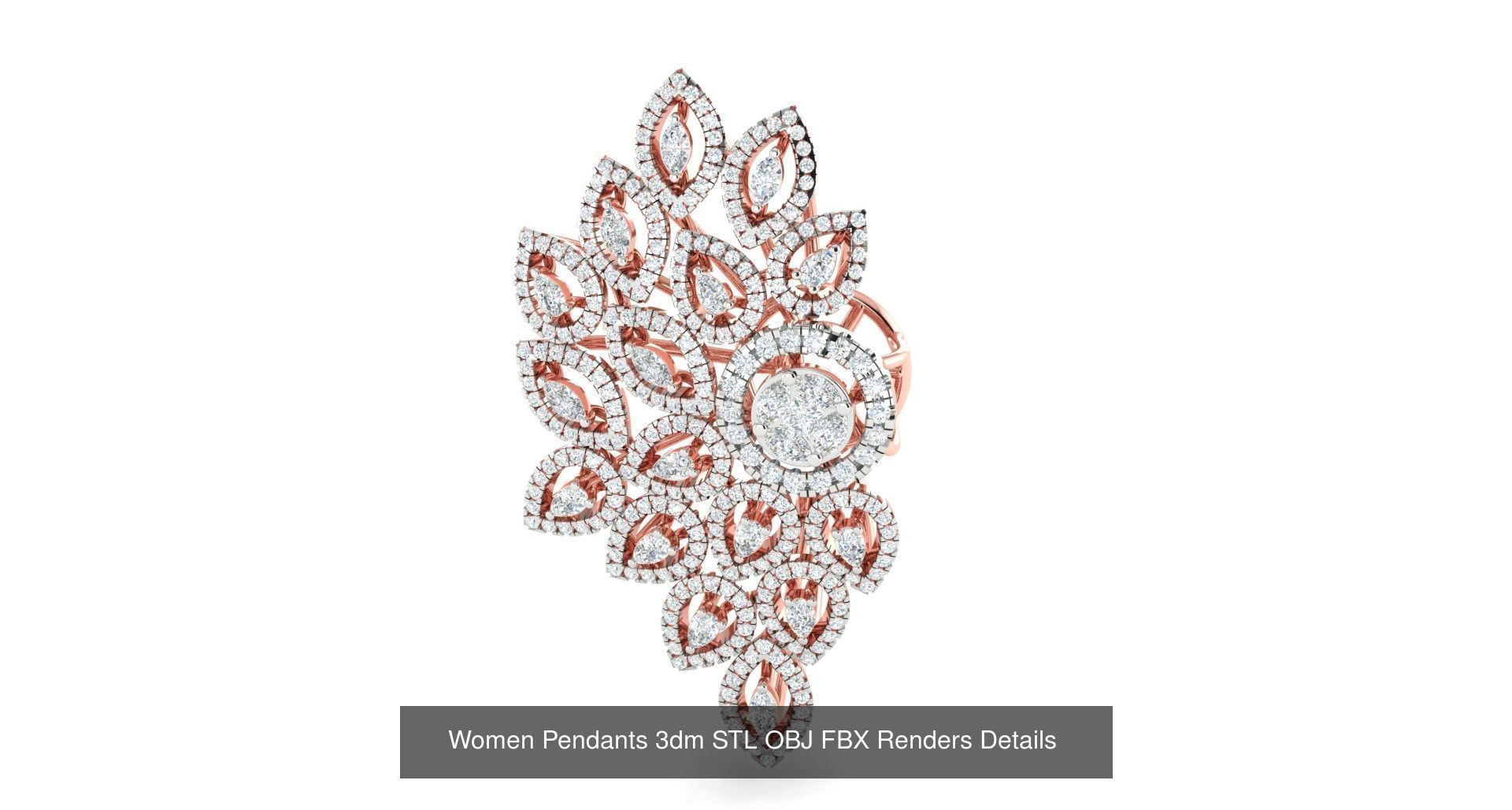 500 Solitaire Women Pendants 3dm STL OBJ FBX  Details Collection _100