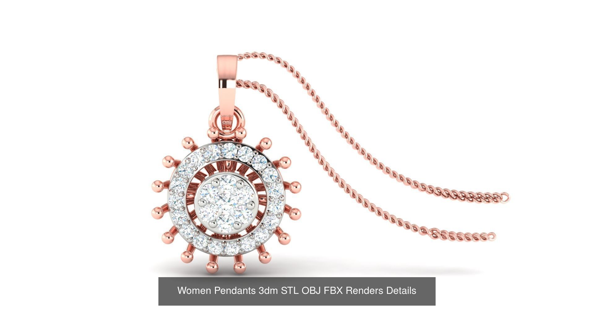 500 Solitaire Women Pendants 3dm STL OBJ FBX  Details Collection _140