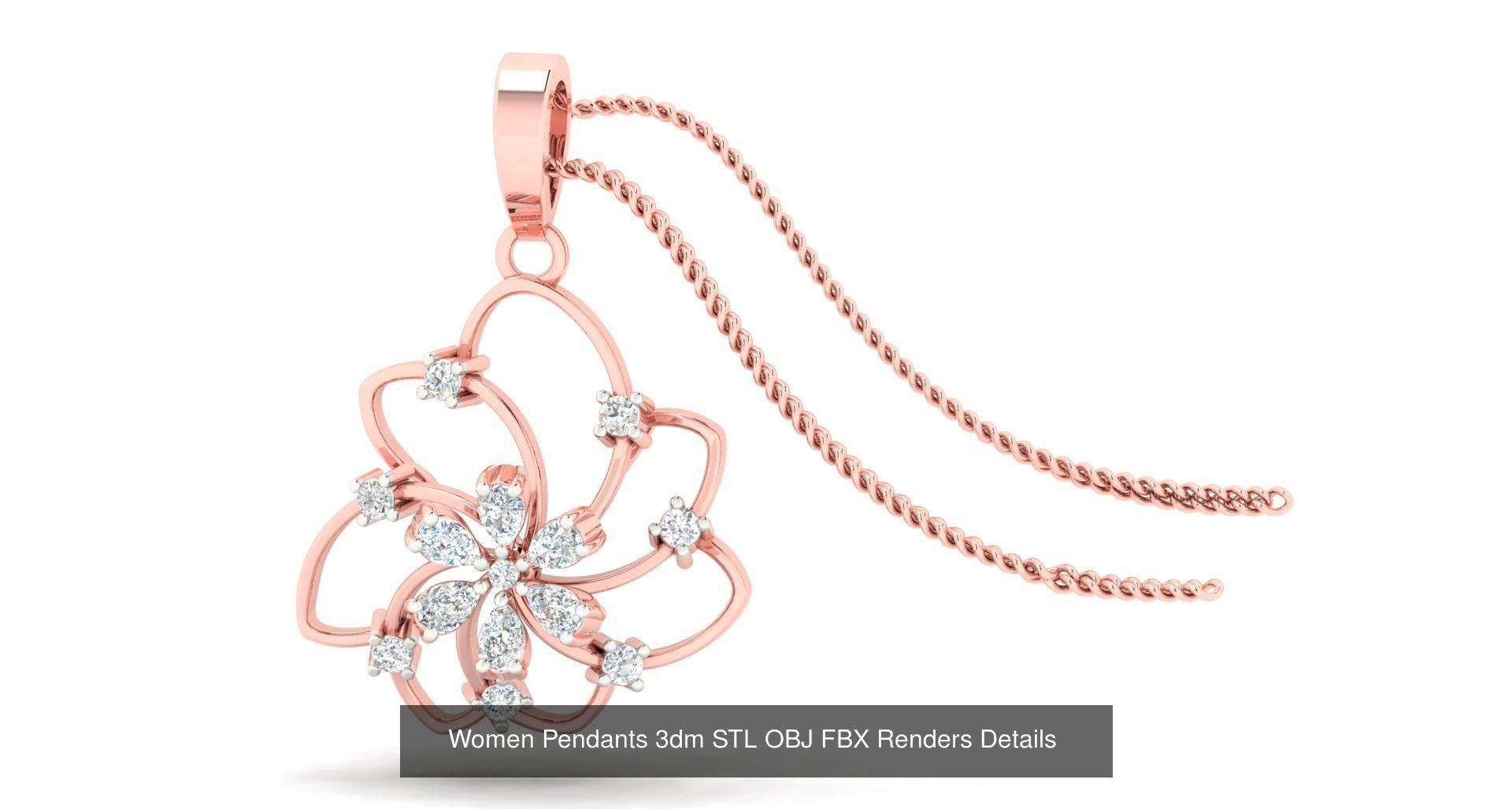 500 Solitaire Women Pendants 3dm STL OBJ FBX  Details Collection _80