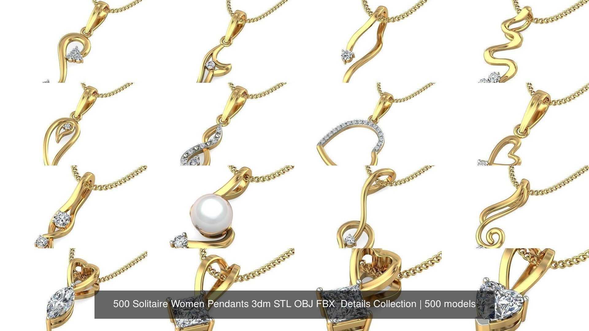 500 Solitaire Women Pendants 3dm STL OBJ FBX  Details Collection _118