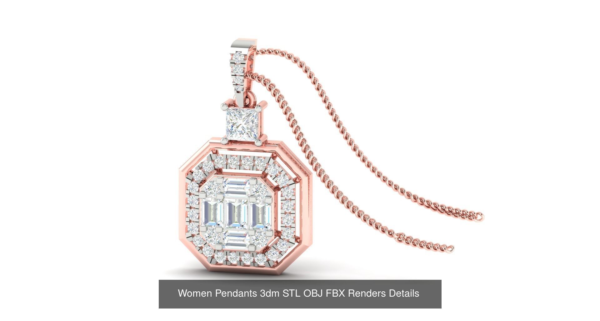 500 Solitaire Women Pendants 3dm STL OBJ FBX  Details Collection _92